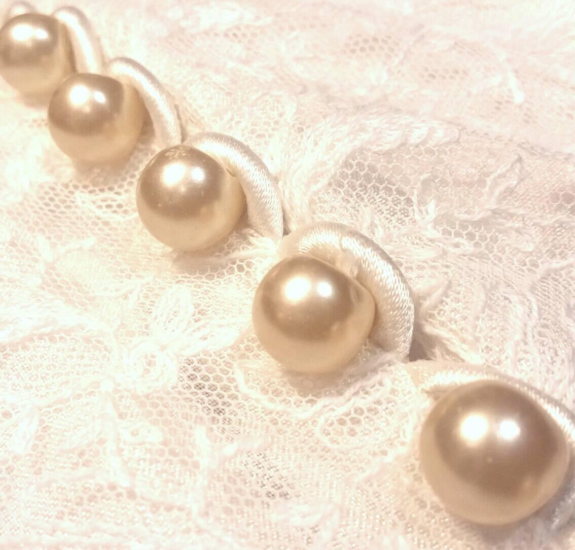 pearl buttons wedding dress