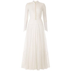 Vintage Grace Kelly Style 1950s White Lace Wedding Dress