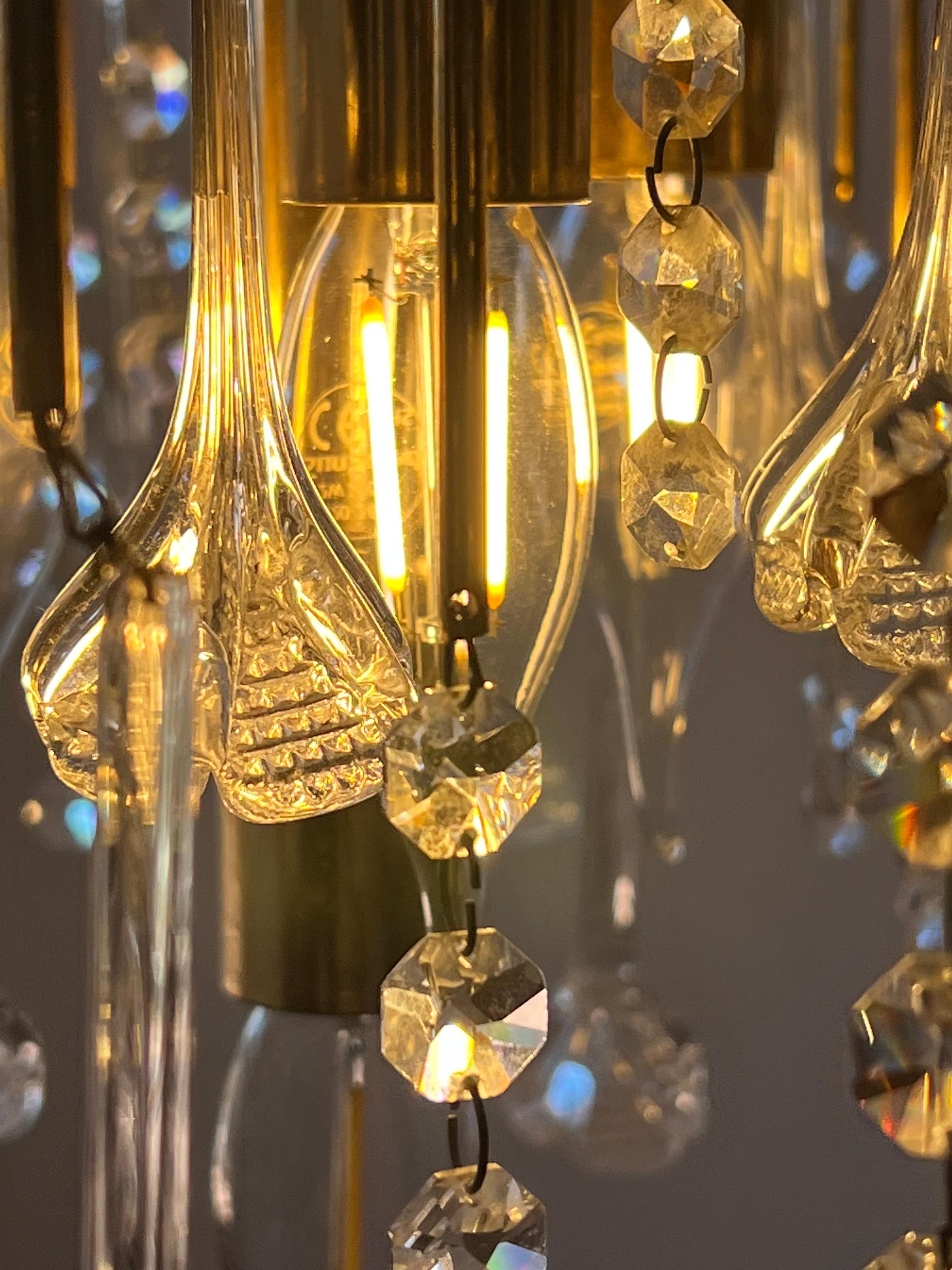 Mid-Century moderno Lampadario di Murano con lacrime di Kelly Grace anni '80 in vendita