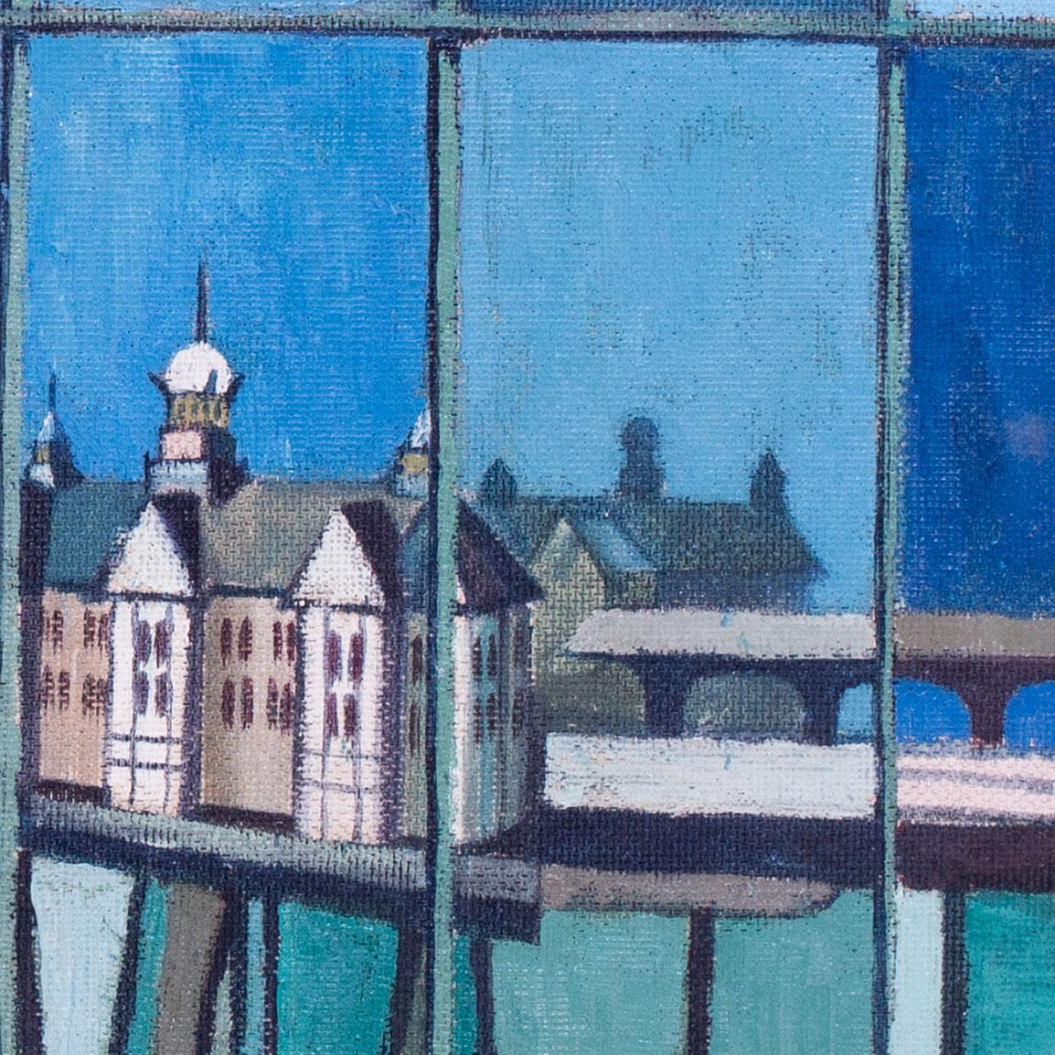 Eastbourne Pier, Regno Unito, olio su tavola dell'artista femminile di metà secolo Grace Larner in vendita 2
