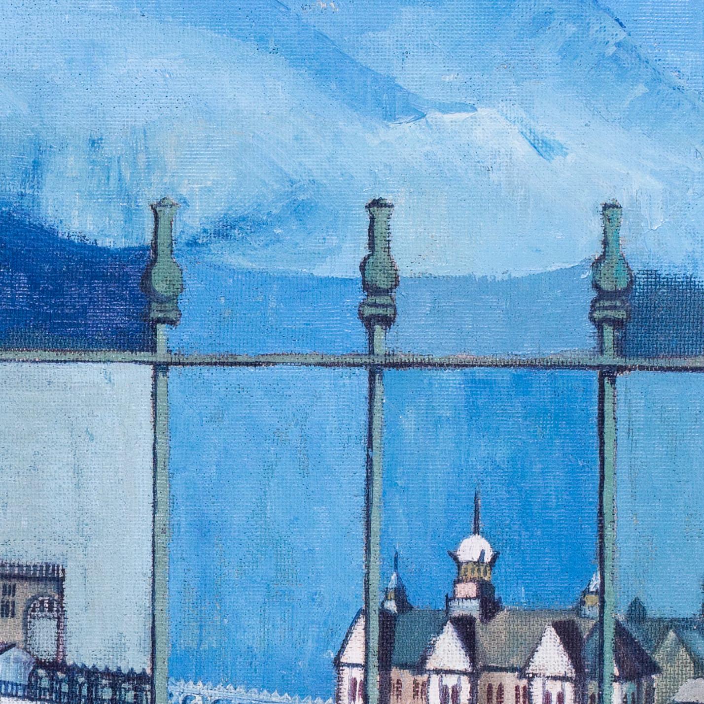 Eastbourne Pier, Regno Unito, olio su tavola dell'artista femminile di metà secolo Grace Larner in vendita 3