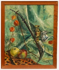 Grace Larner (1926-2022) - Oil, Still Life With Apples and Chinese Lanterens 89