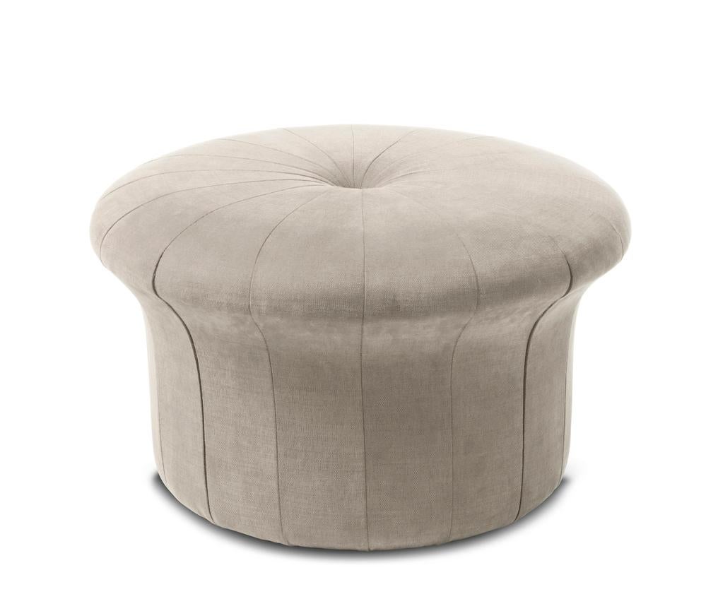 Grace linen pouf by Warm Nordic
Dimensions: D 77 x H 45 cm
Material: Textile upholstery, Foam, Wood.
Weight: 15.5 kg
Also available in different colours and finishes.

A luxurious pouffe in a sophisticated, inviting idiom, created by the
