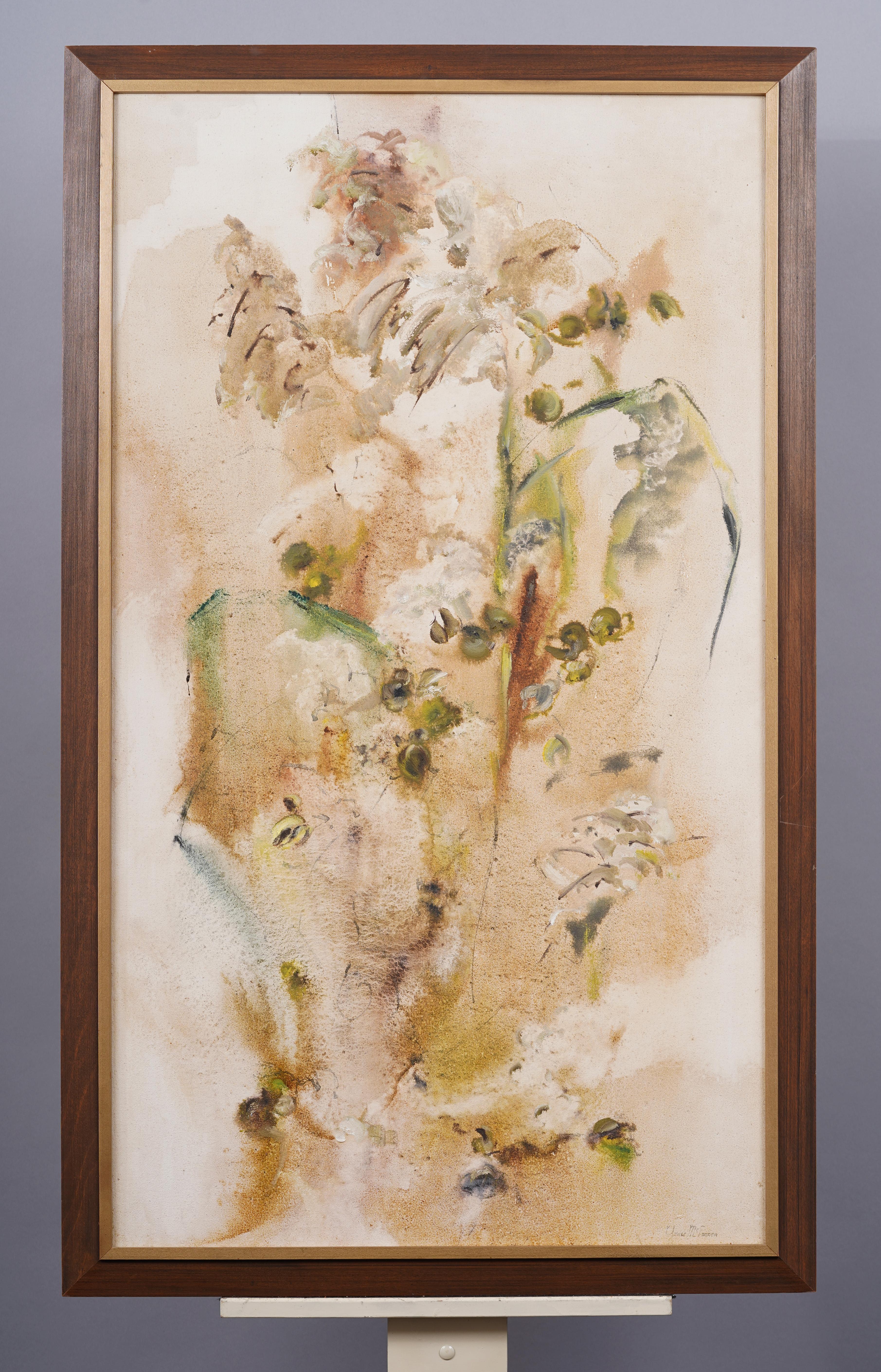 Antiguo Paisaje Natural Americano Paisaje Modernista Abstracto Pintura al Óleo Original - Abstract Painting Beige de Grace McFarren