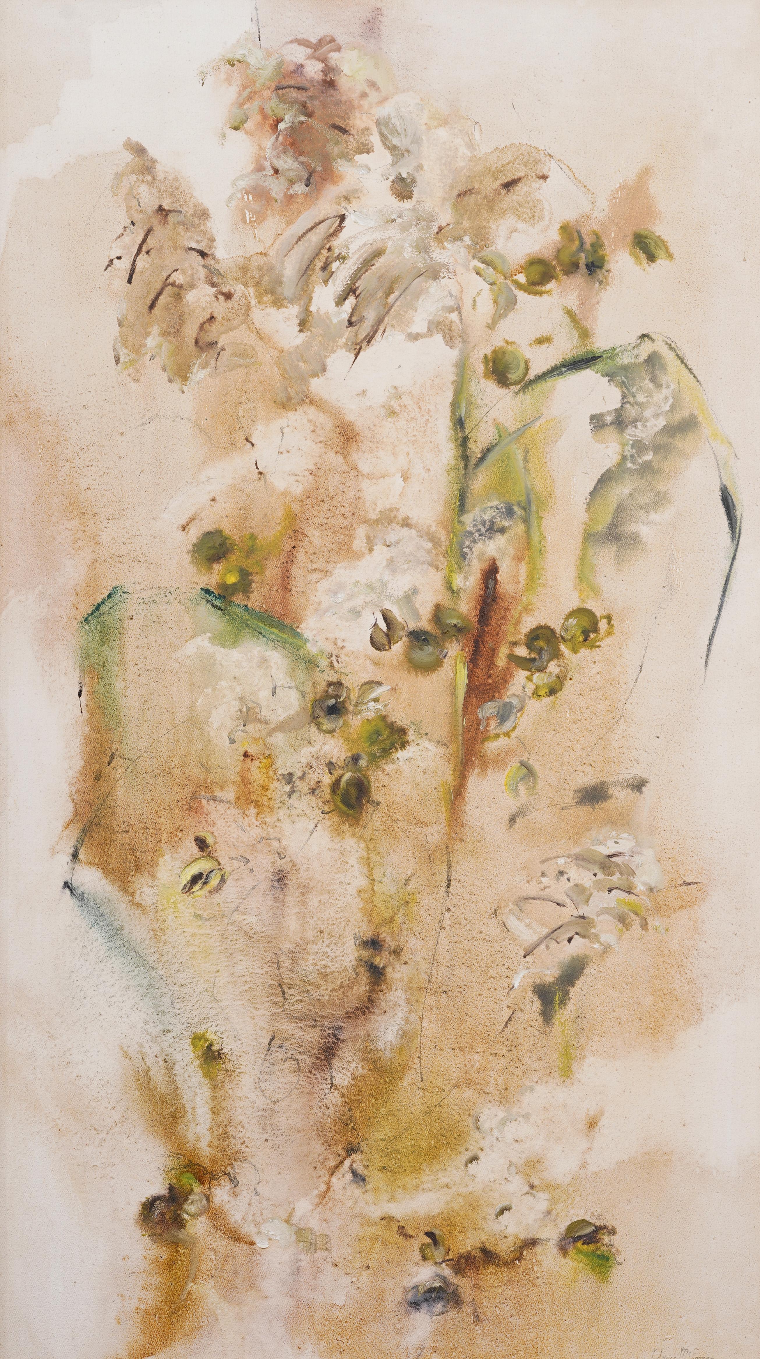 Antigua pintura al óleo expuesta por Grace McFarren. Óleo sobre lienzo. Firmado. Enmarcado. Mide 29 por 49 pulgadas en total y 26 por 46 pintado solo. 
