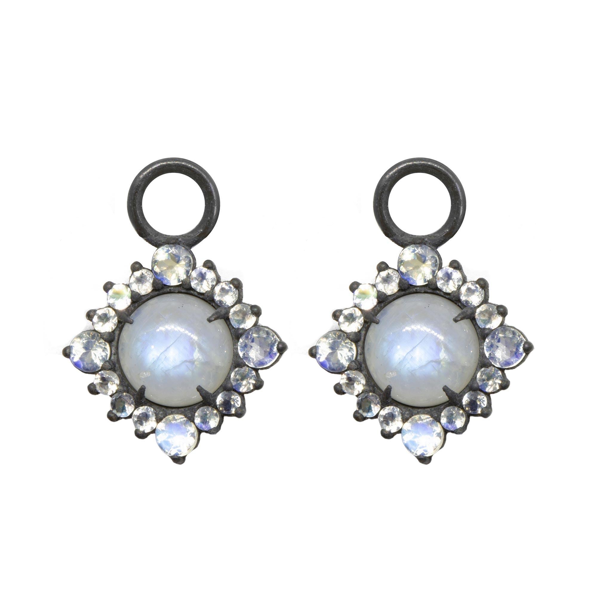 Grace Moonstone Silver Earring Charms In New Condition In Denver, CO