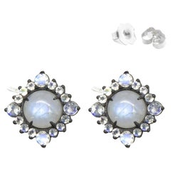 Grace Moonstone Silver Stud Earrings