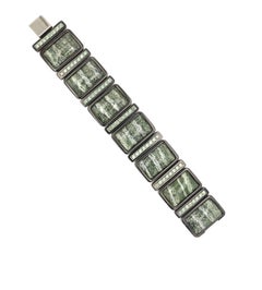 Grace O'Malley-Armband mit Moosopal/Quarz und Demantoid-Granaten in „Knightsteel“