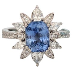 Grace  Platinum Sapphire Ring, 2.50ct Oval Ceylon Sapphire - Size 7