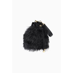 Grace Pouch Small Black Ostrich Feathers