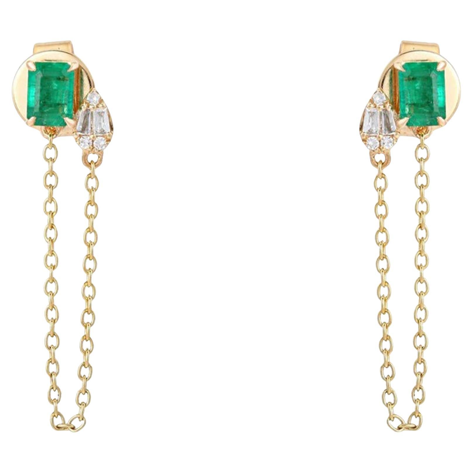 Grace Sapphire 14K (or 18k upon request) Yellow Gold Diamond Drop Earrings For Sale