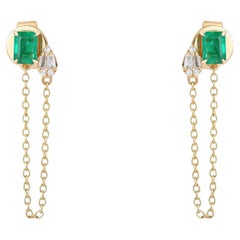 Grace Sapphire 14K (or 18k upon request) Yellow Gold Diamond Drop Earrings