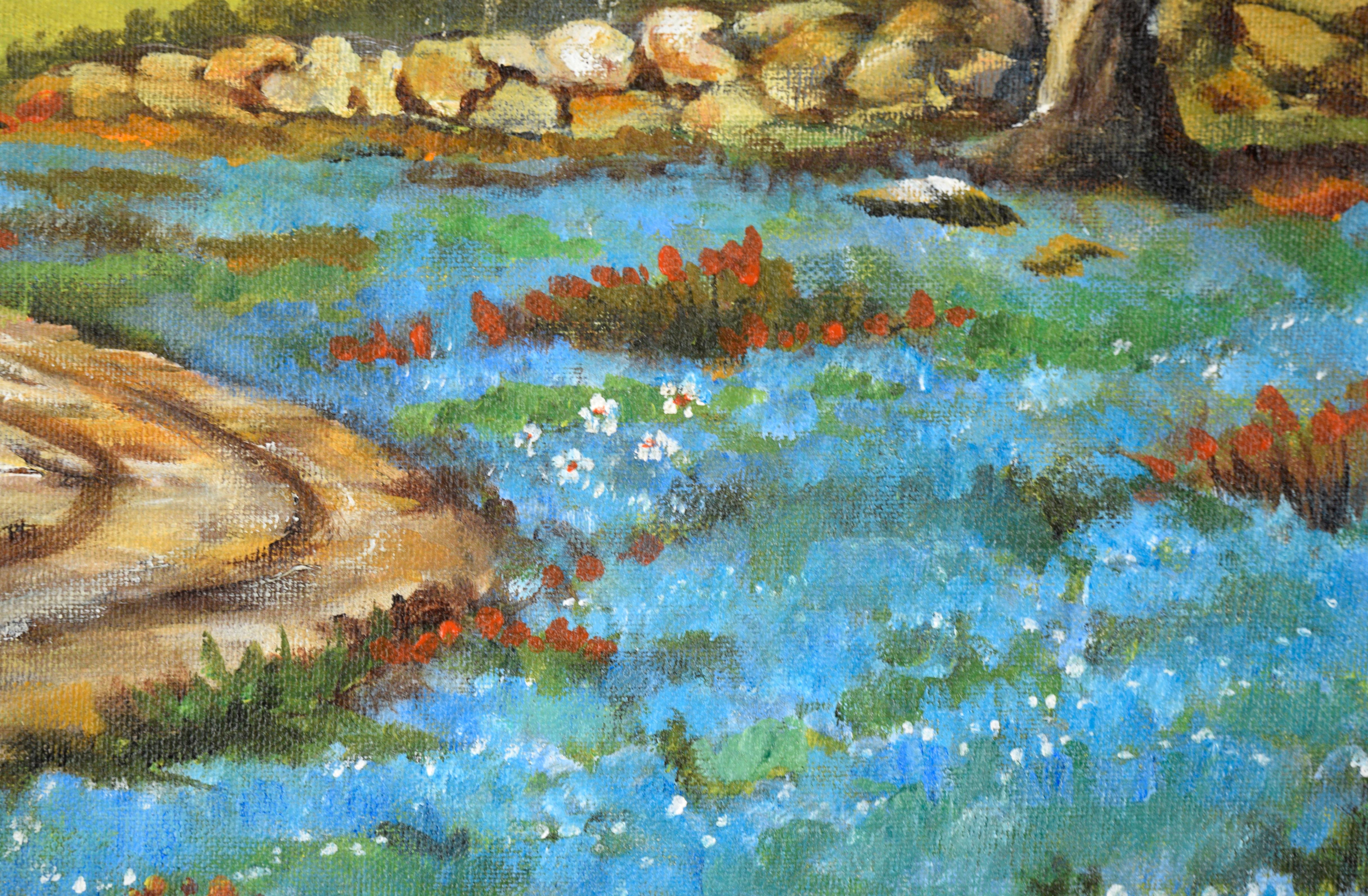 Wildblumen blühend unter der Eiche – Landschaft im Angebot 3