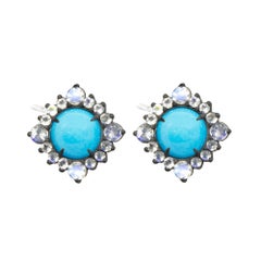 Grace Sleeping Beauty Turquoise Silver Stud Earrings