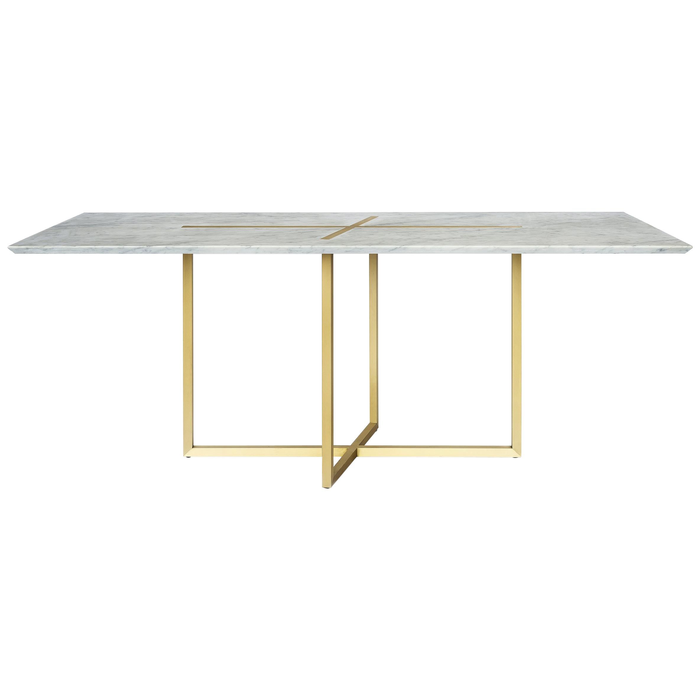 Grace Table in Brass and Carrara Marble, Made in Italy For Sale