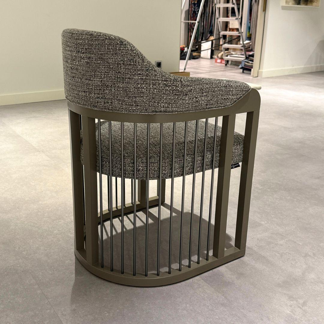 GRACE URBAN Dining Chair: STOCK UNIT - Available for immediate delivery

The sophisticated character of the GRACE Urban chair is given by the combination of the most distinct raw materials, from wood to the fabric textures and metallic details,