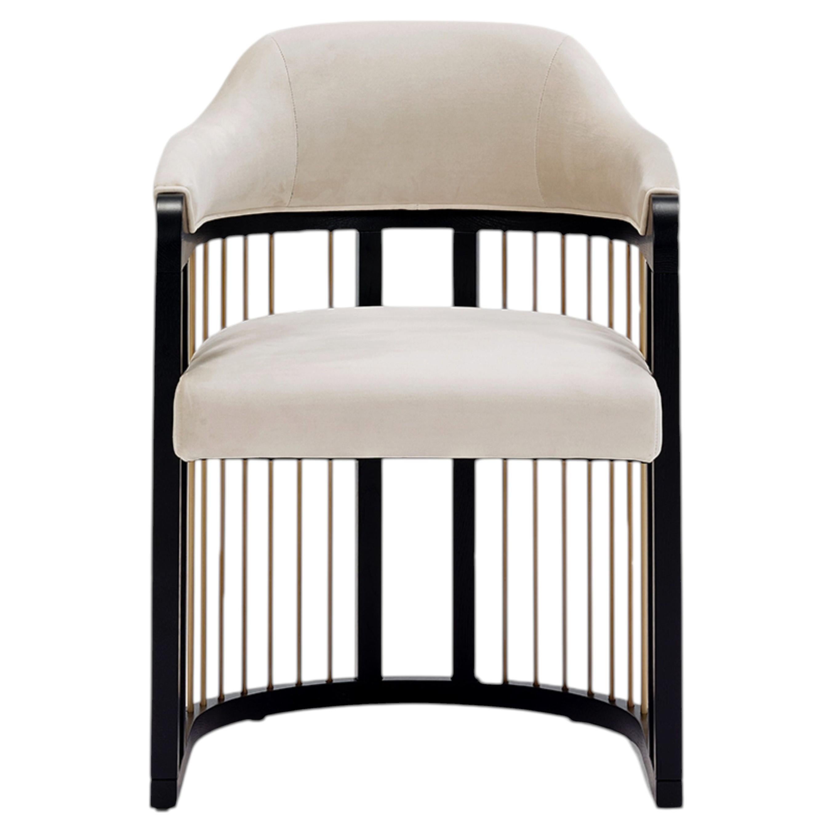 Grace Urban Dining Chair, Solid Wood & Paint Brass, Modern Design