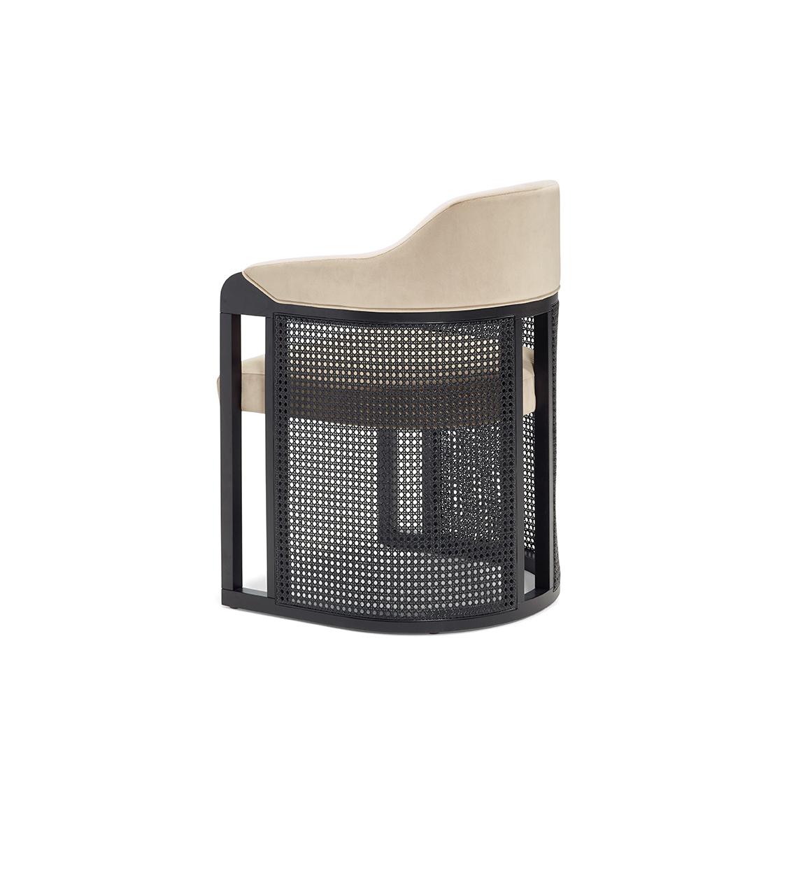 black cane dining chair
