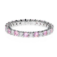 “Grace“ wedding band with diamonds and pink sapphires by Leon Mege