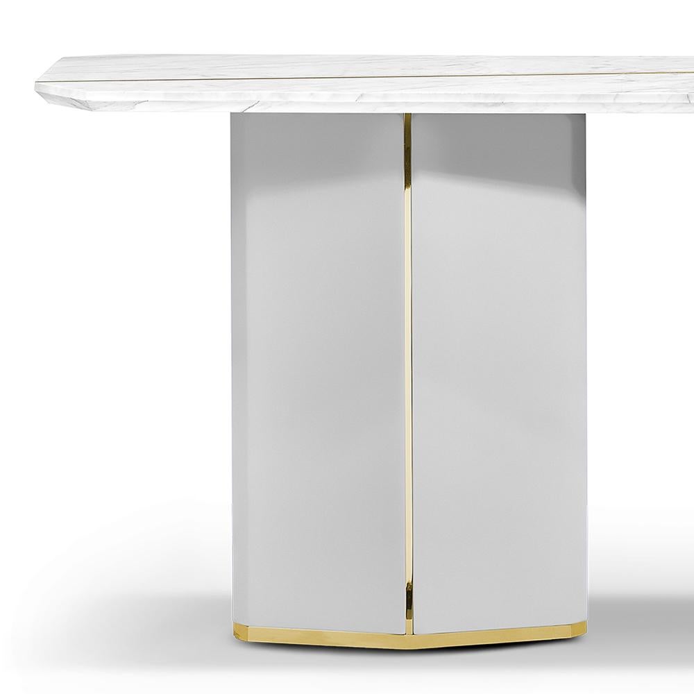 Portuguese Grace White Marble Console Table For Sale