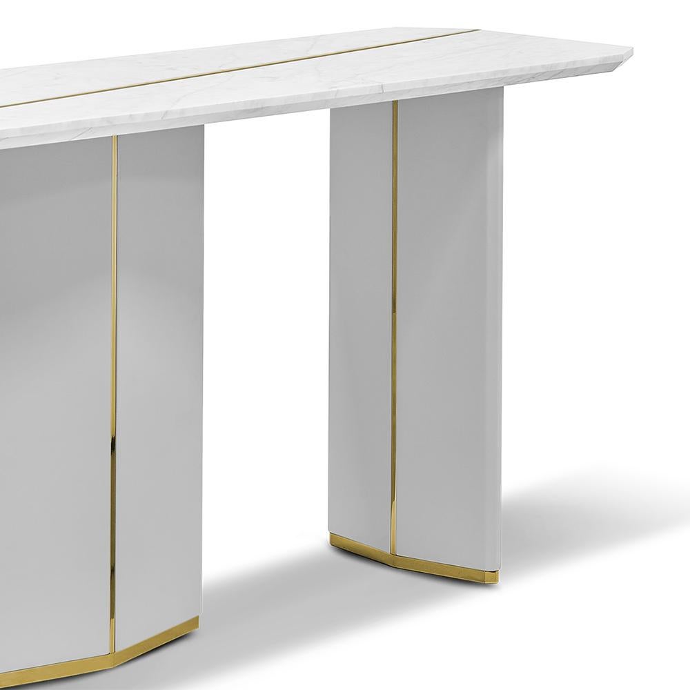 Polished Grace White Marble Console Table For Sale