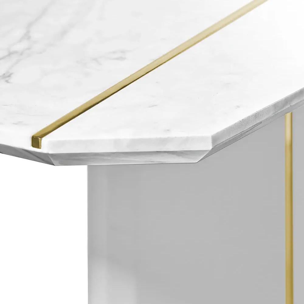 Contemporary Grace White Marble Console Table For Sale