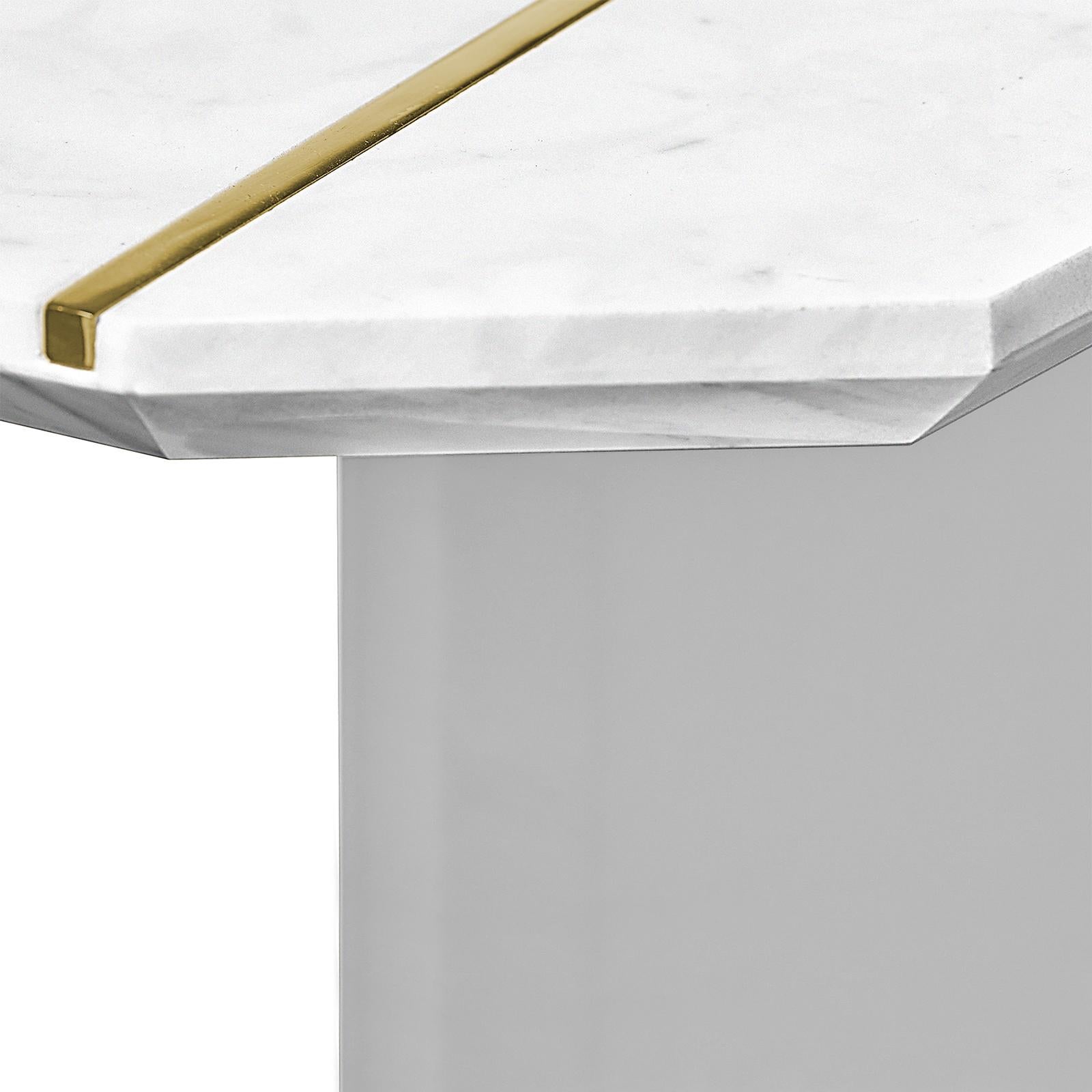 Brass Grace White Marble Console Table For Sale