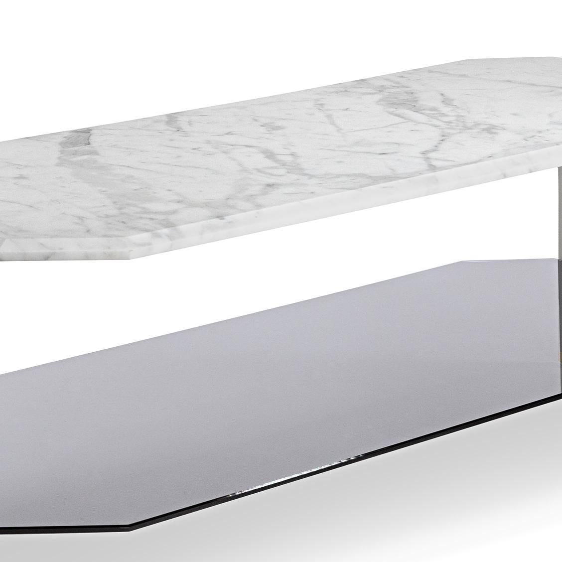 Grace White Marble Low Console Table For Sale 3