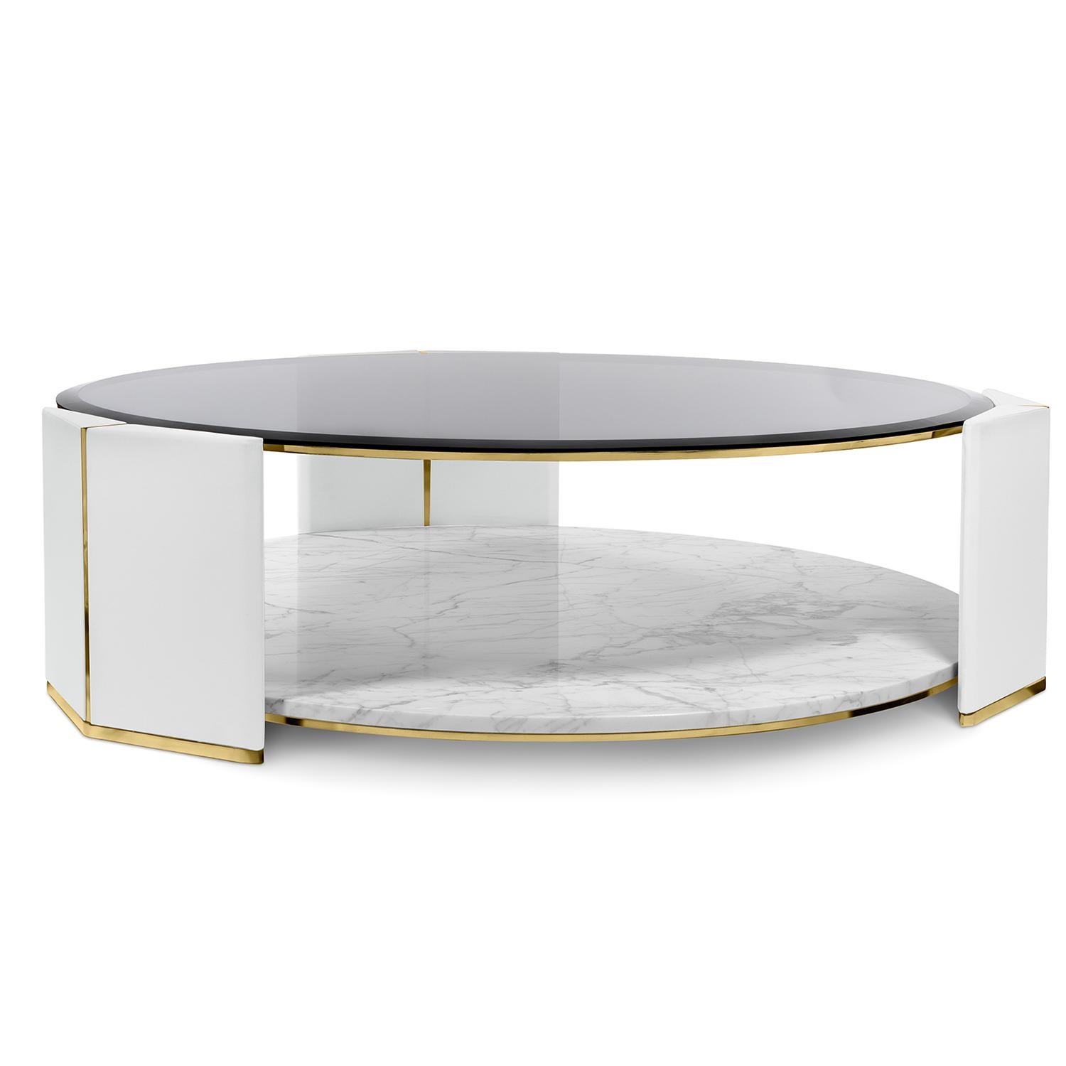 Portugais Table basse en marbre blanc Grace Set of 2 en vente