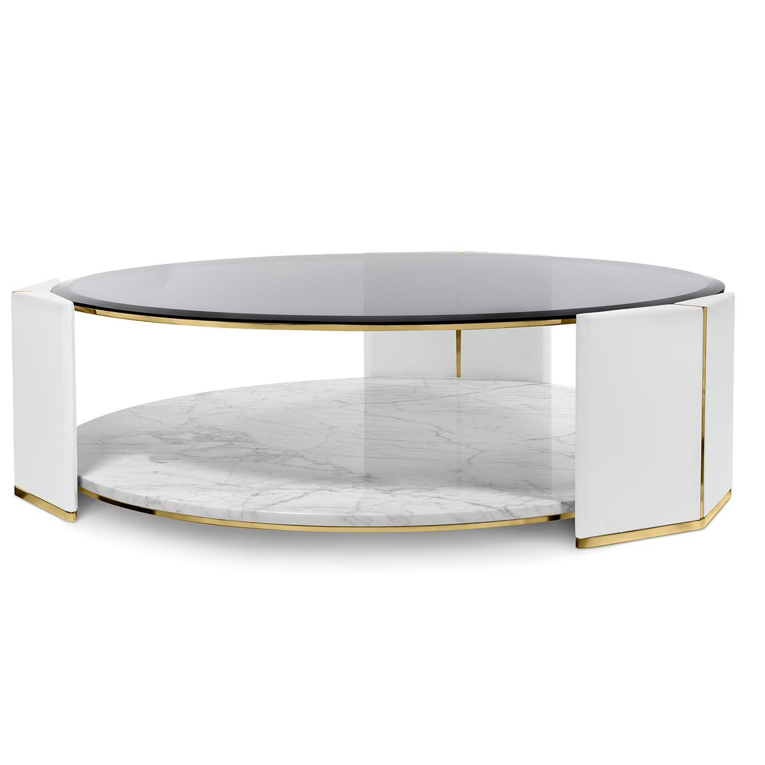 Noirci Table basse en marbre blanc Grace Set of 2 en vente