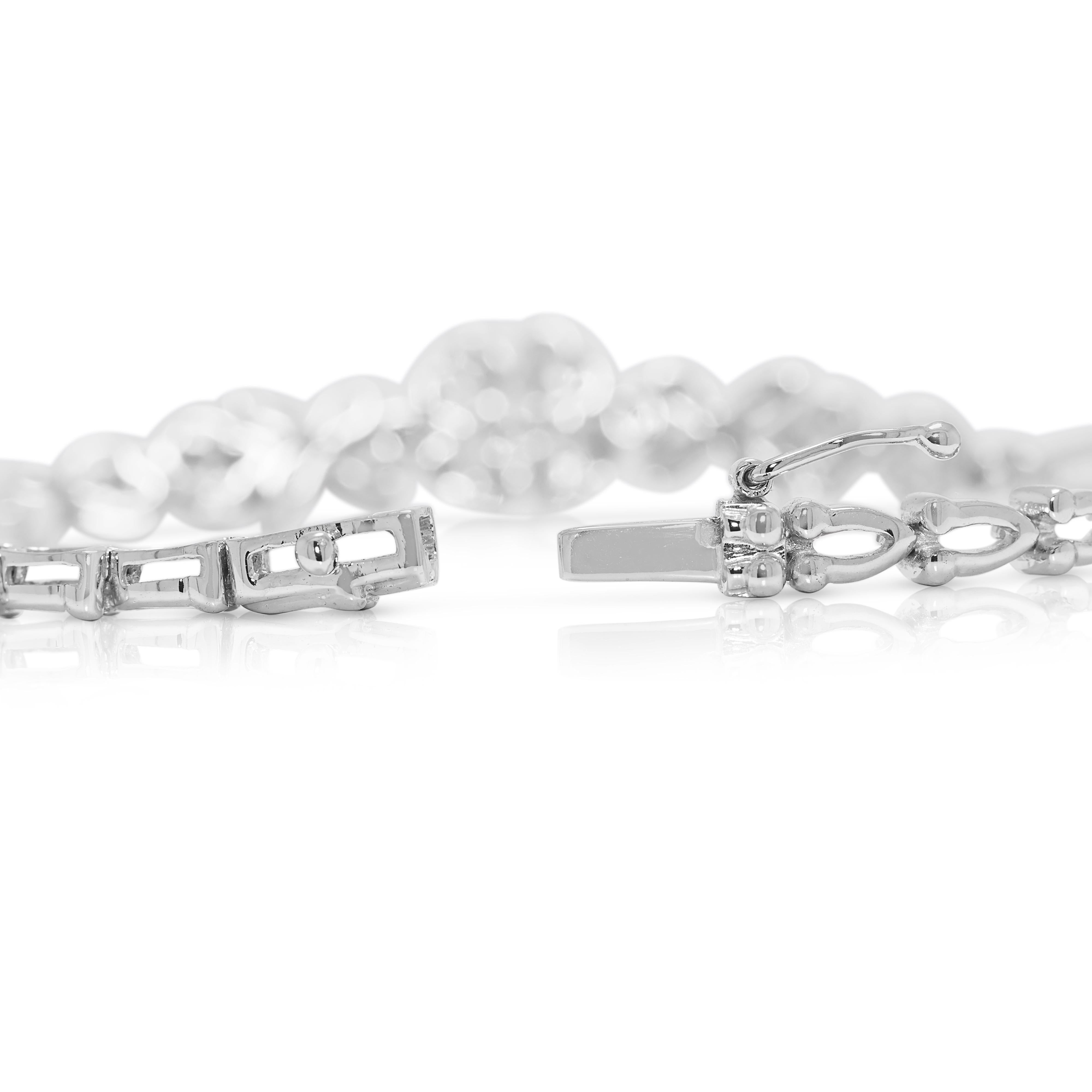 Graceful 0.41ct Natural Diamond Floral Bracelet in 18K White Gold For Sale 1