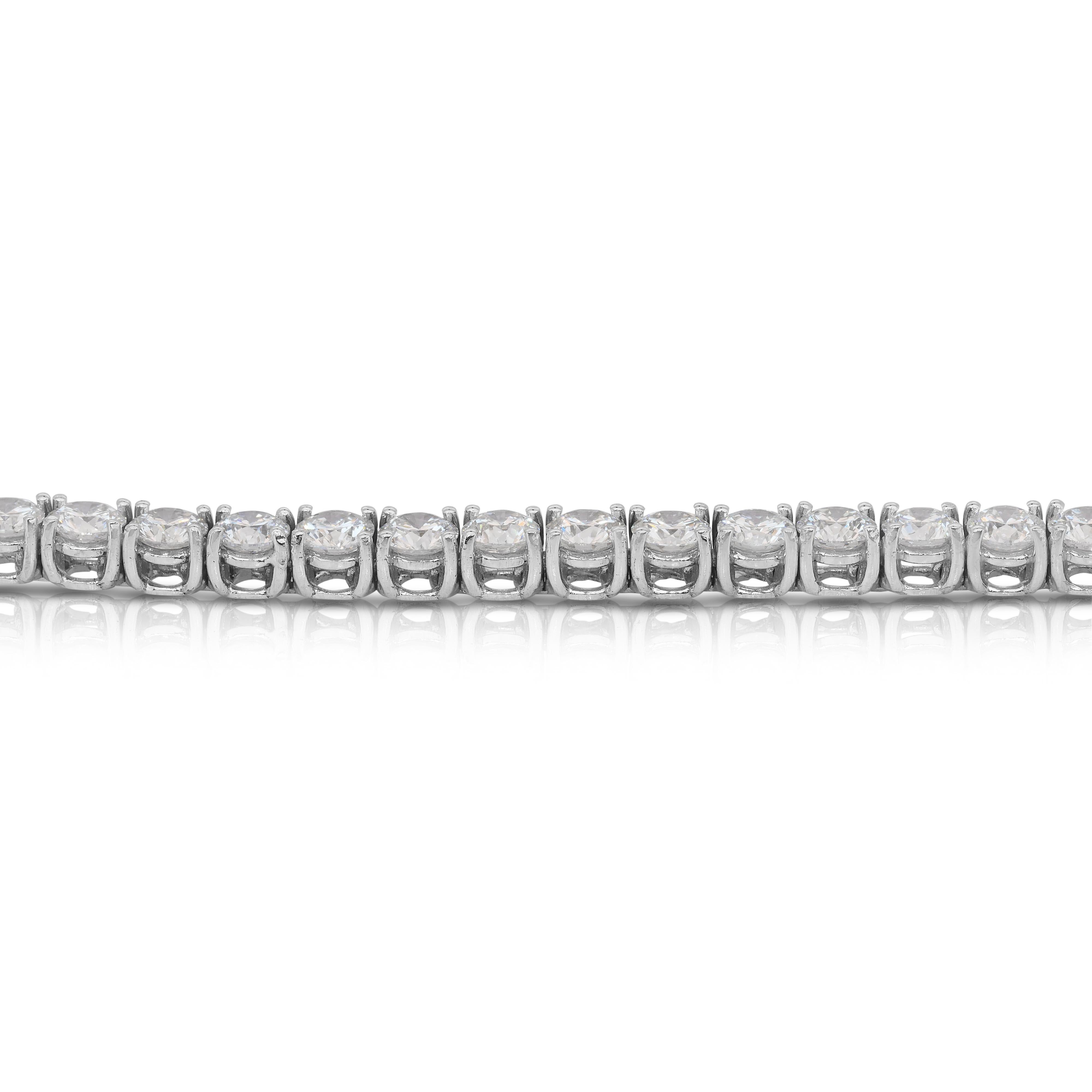 Graceful 10.08ct Diamonds Tennis Bracelet in 18k White Gold - IGI Certified in vendita 1
