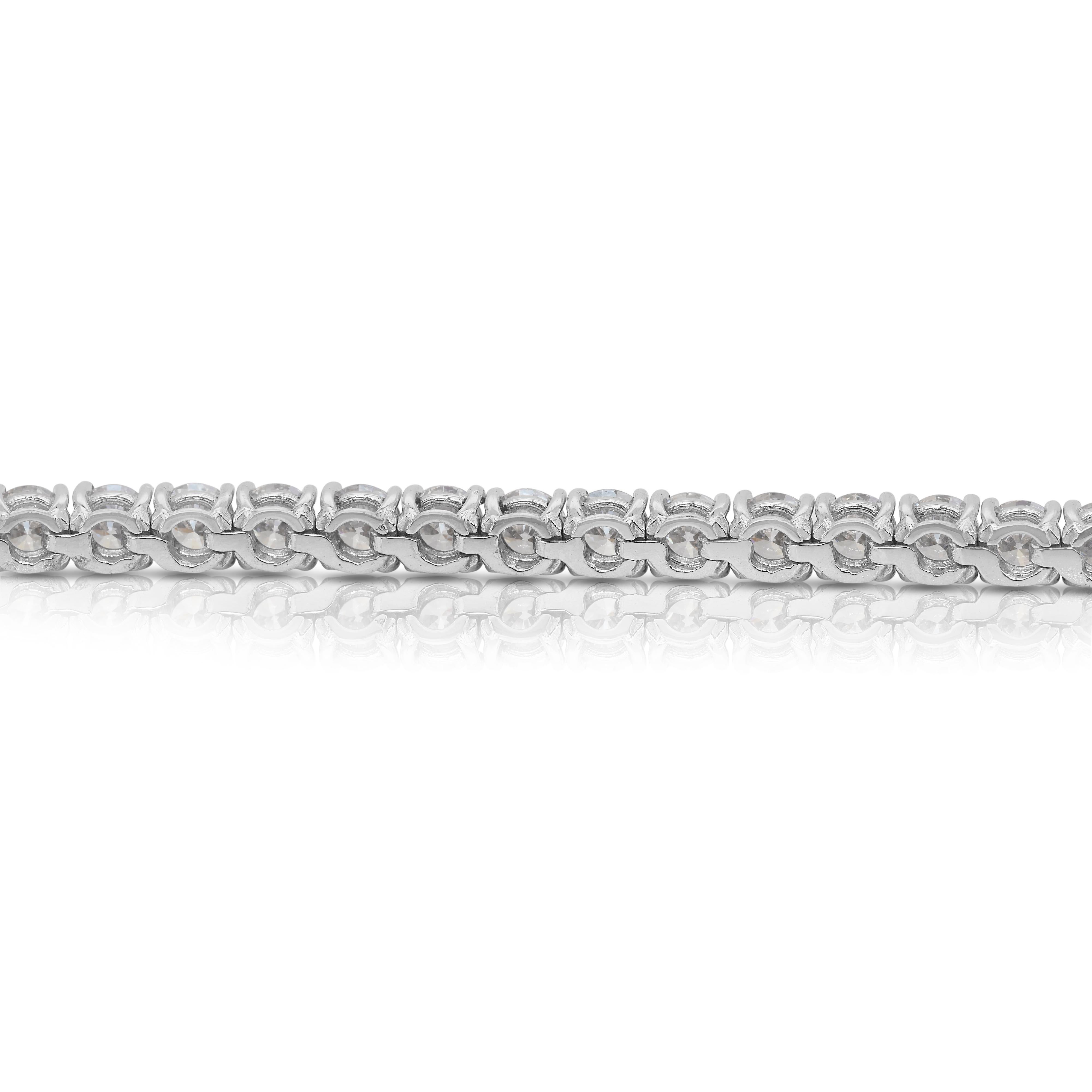 Graceful 10.08ct Diamonds Tennis Bracelet in 18k White Gold - IGI Certified in vendita 2