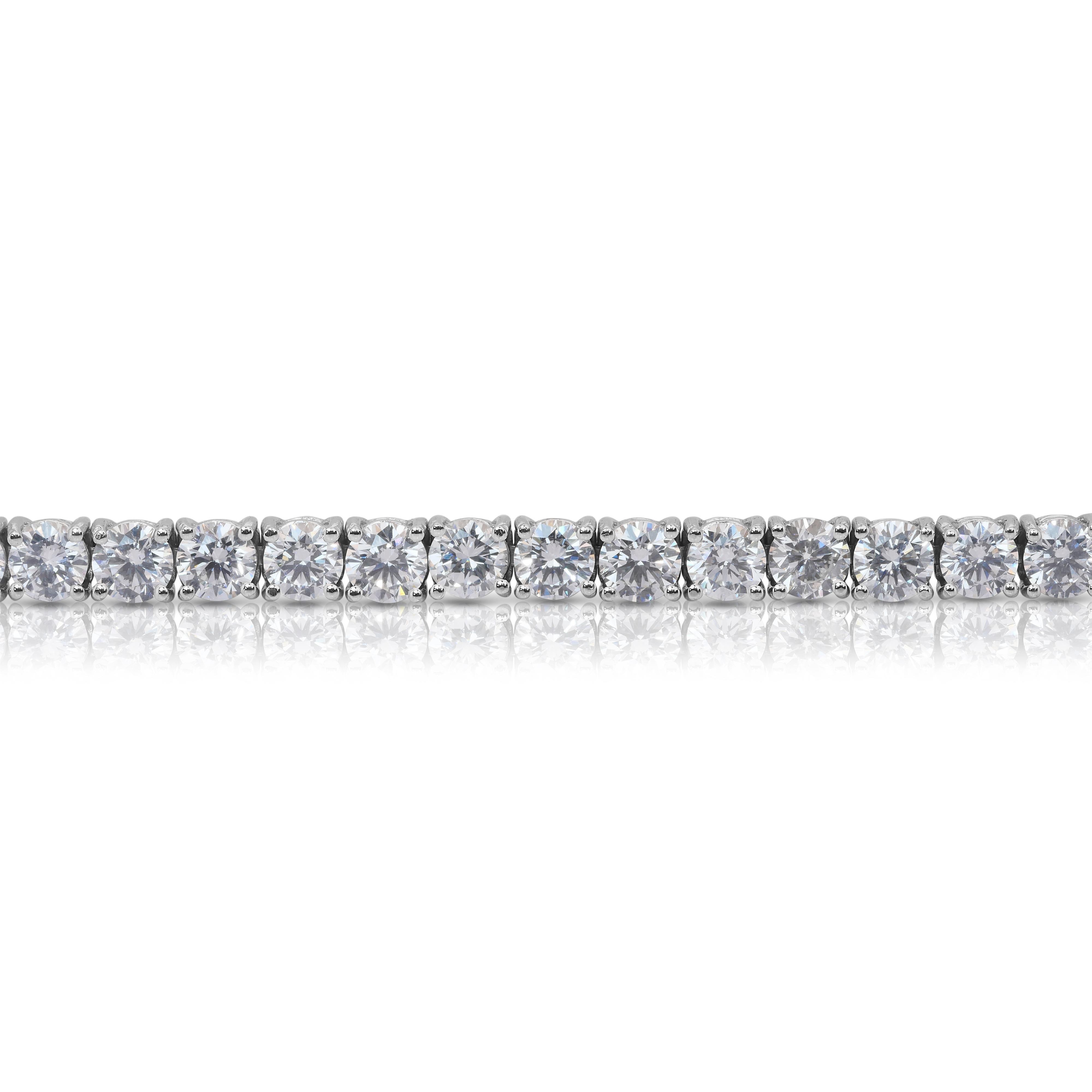 Graceful 10.08ct Diamonds Tennis Bracelet in 18k White Gold - IGI Certified in vendita 3