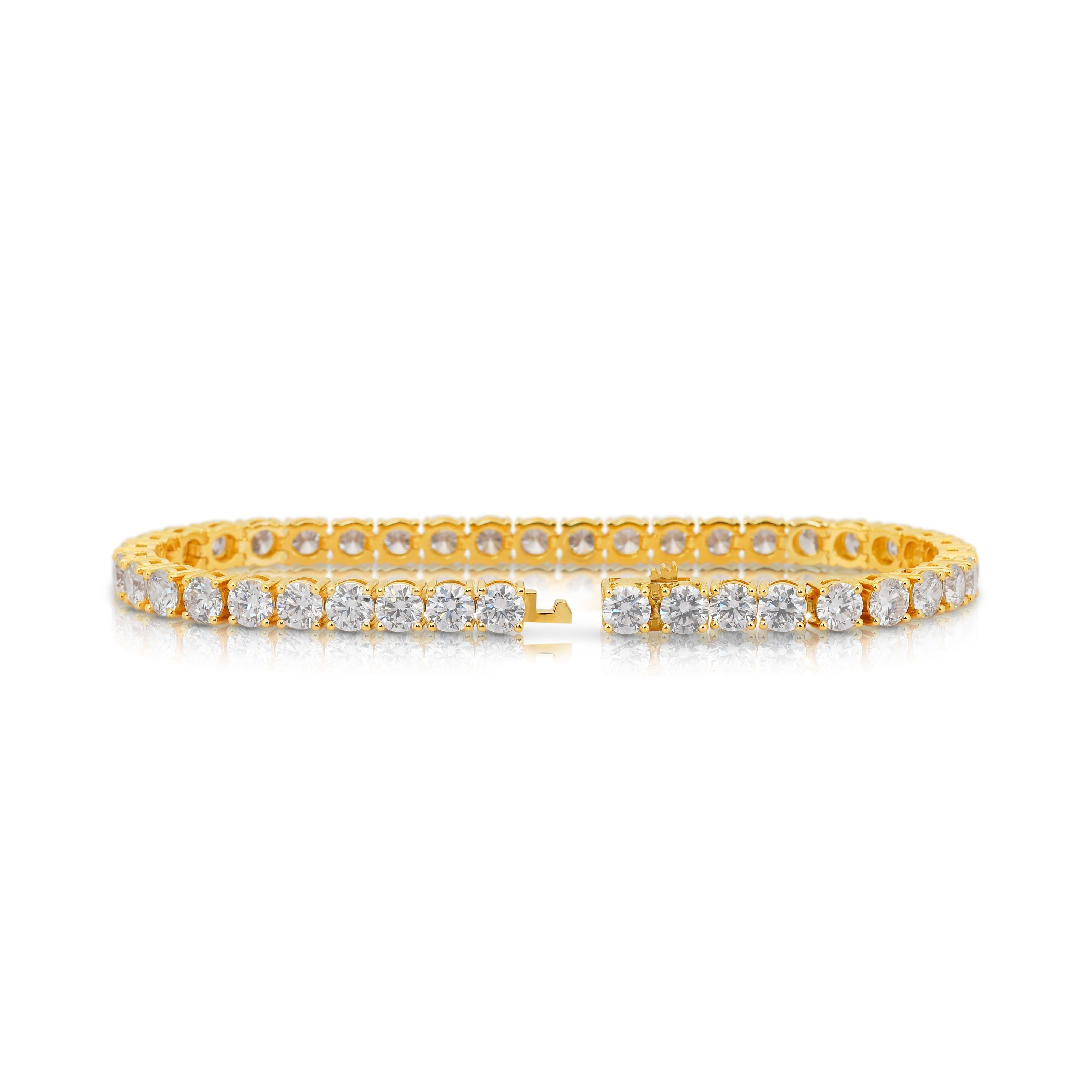 Donna Grazioso bracciale tennis con 13,36 carati di diamanti in oro giallo 18 carati - Certificato IGI in vendita