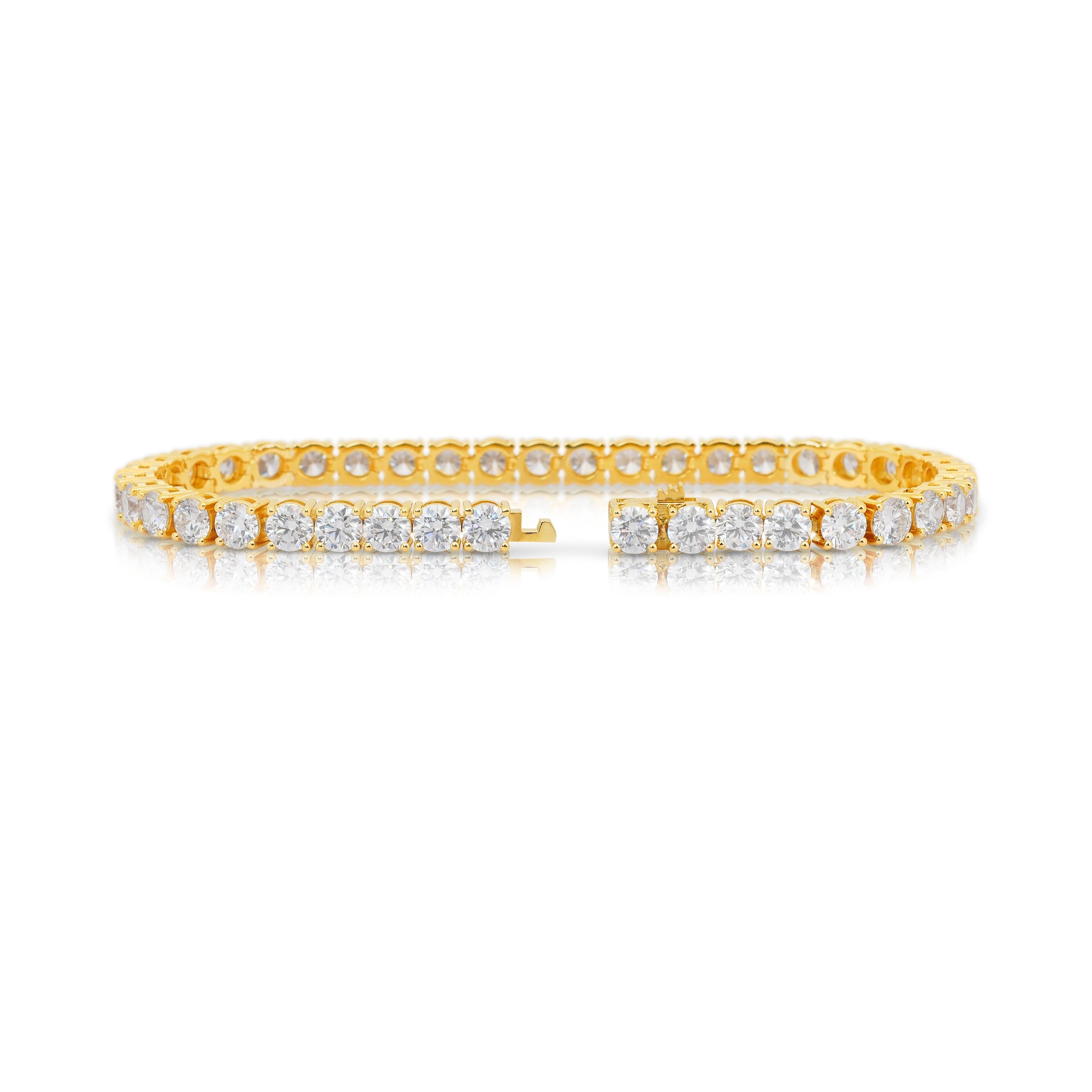 Grazioso bracciale tennis con 13,36 carati di diamanti in oro giallo 18 carati - Certificato IGI in vendita 2