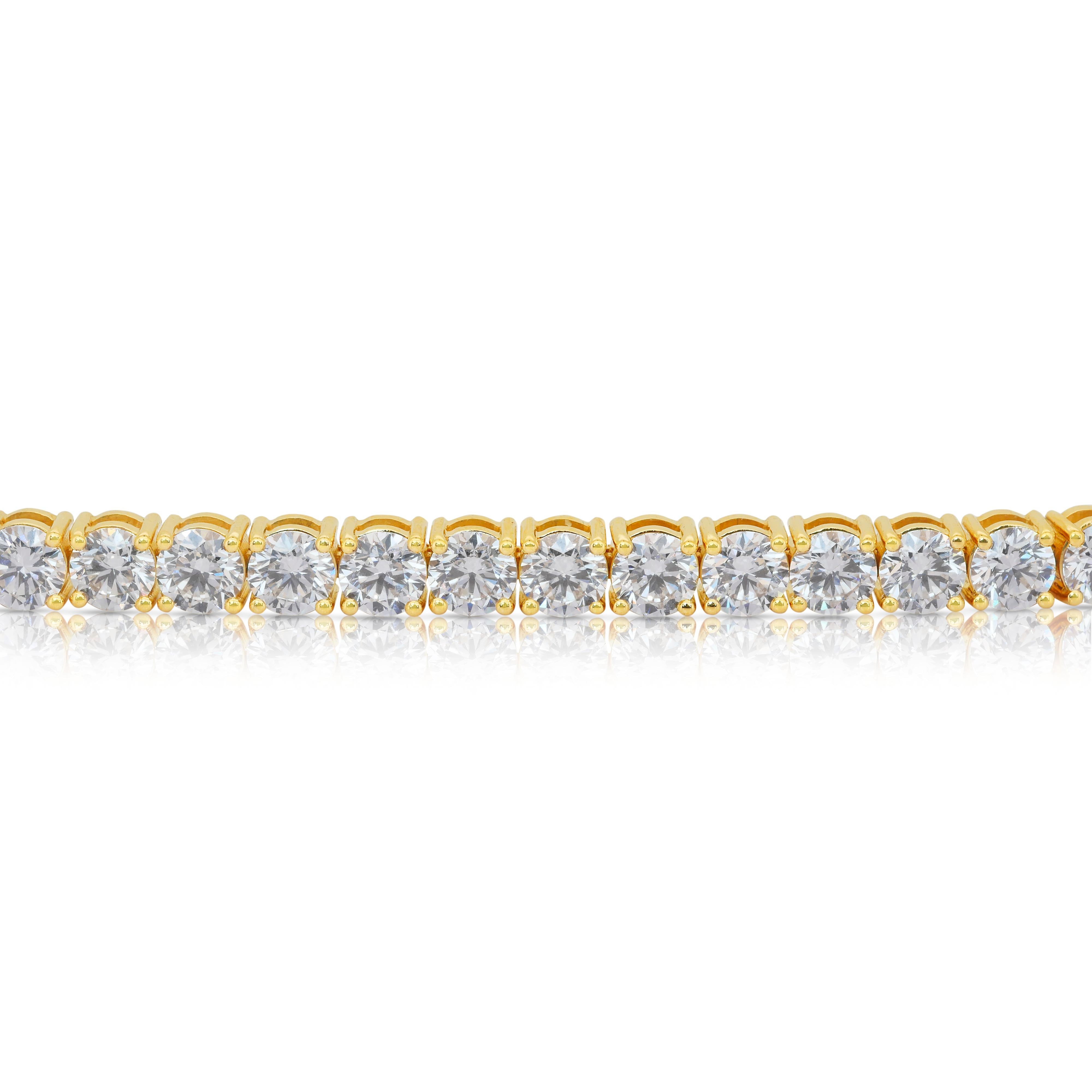 Grazioso bracciale tennis con 13,36 carati di diamanti in oro giallo 18 carati - Certificato IGI in vendita 3