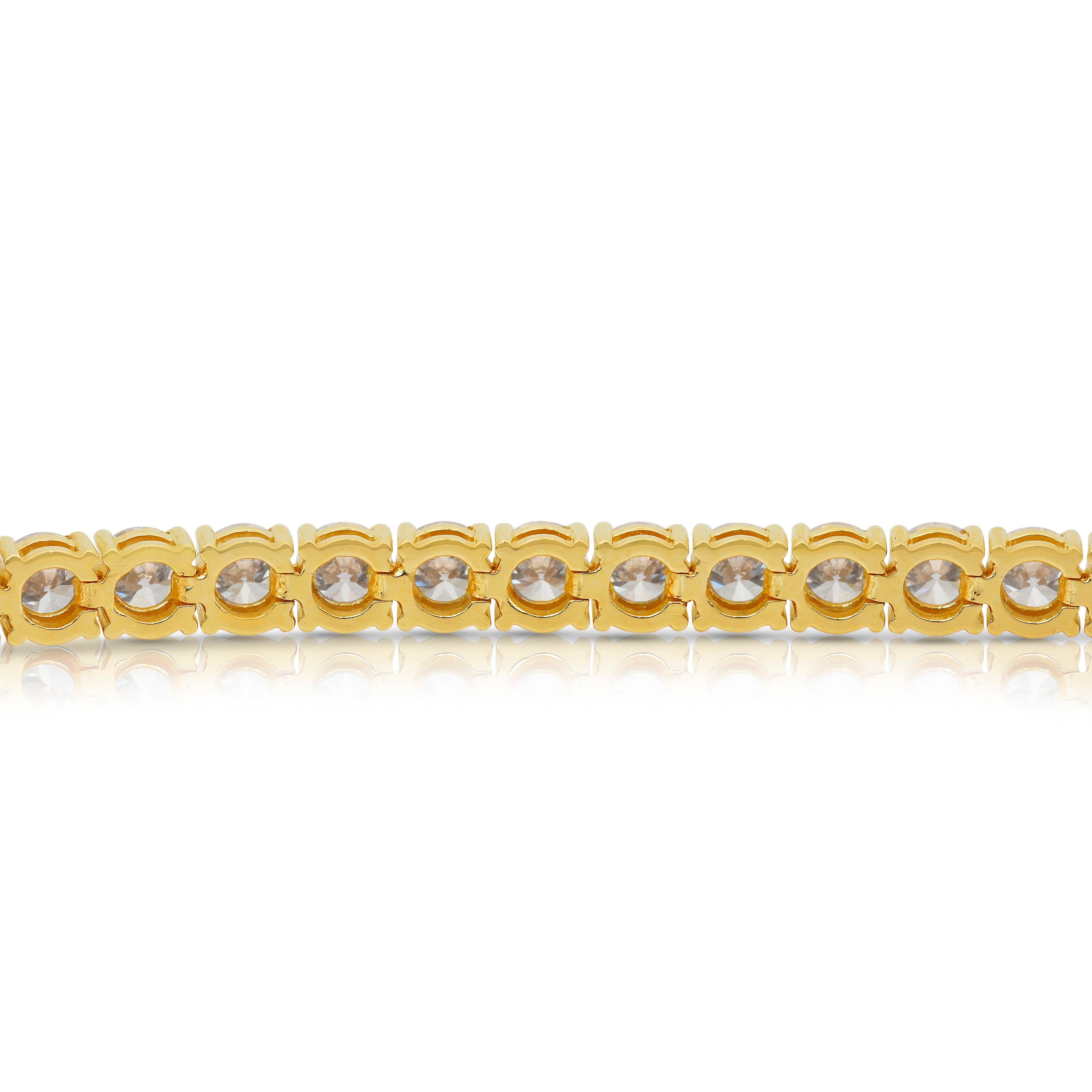 Grazioso bracciale tennis con 13,36 carati di diamanti in oro giallo 18 carati - Certificato IGI in vendita 4