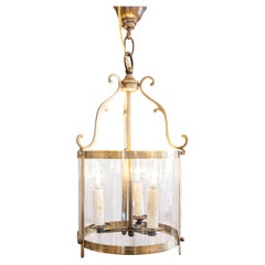 Graceful 20th Century French Brass Lantern with Curved Detailing