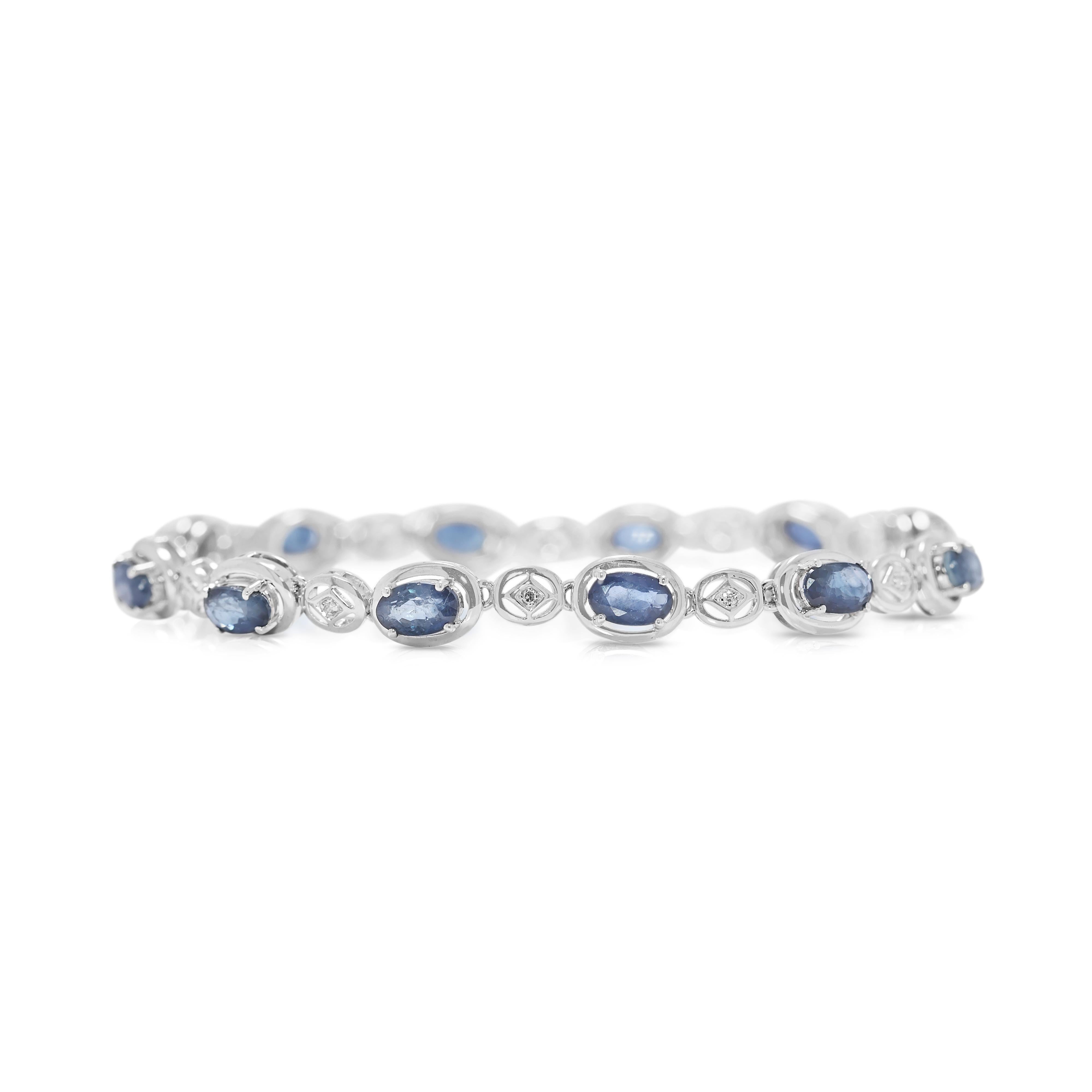 Grazioso bracciale con zaffiro e diamante naturale da 3,2 carati in oro bianco 18 carati In condizioni Nuovo in vendita a רמת גן, IL