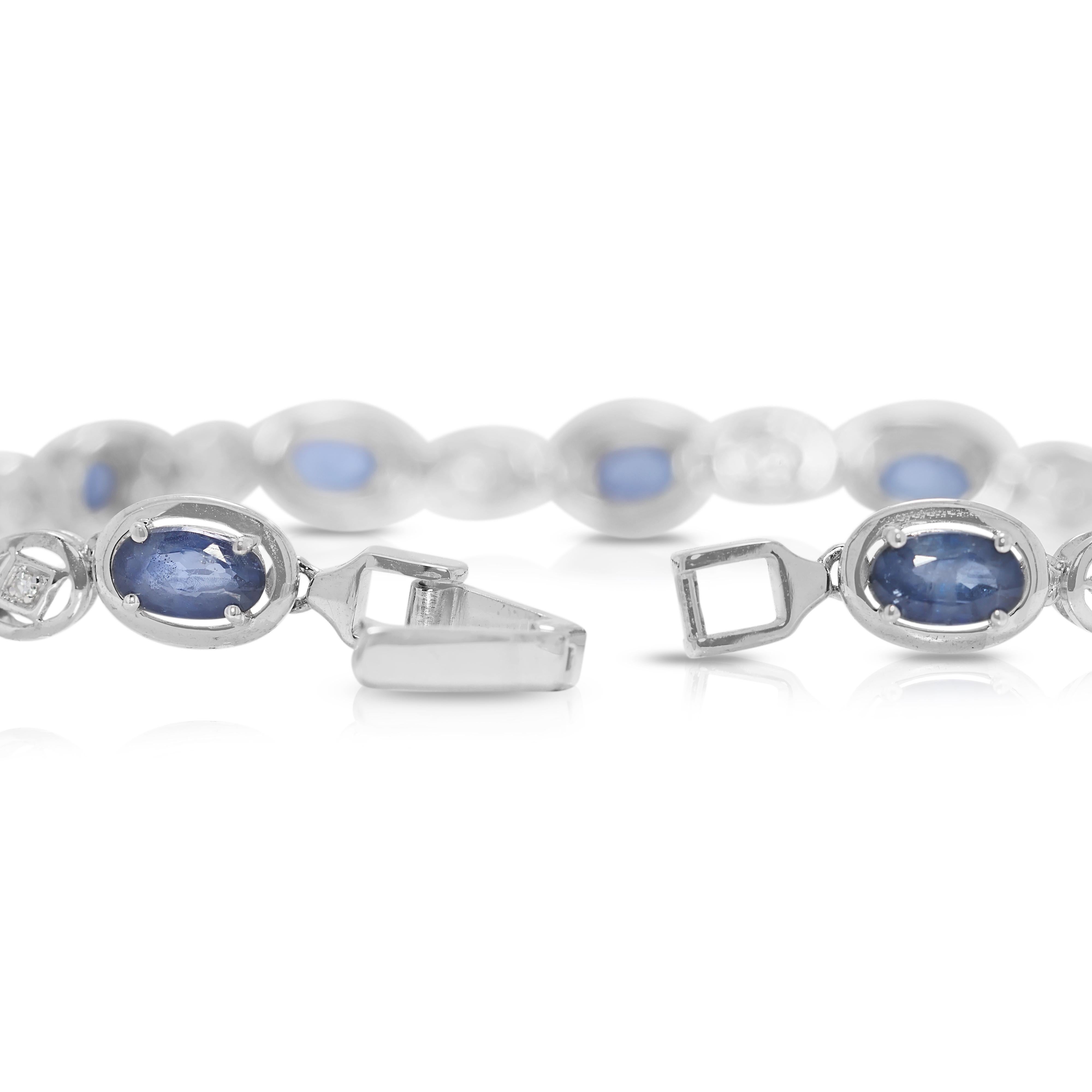 Donna Grazioso bracciale con zaffiro e diamante naturale da 3,2 carati in oro bianco 18 carati in vendita