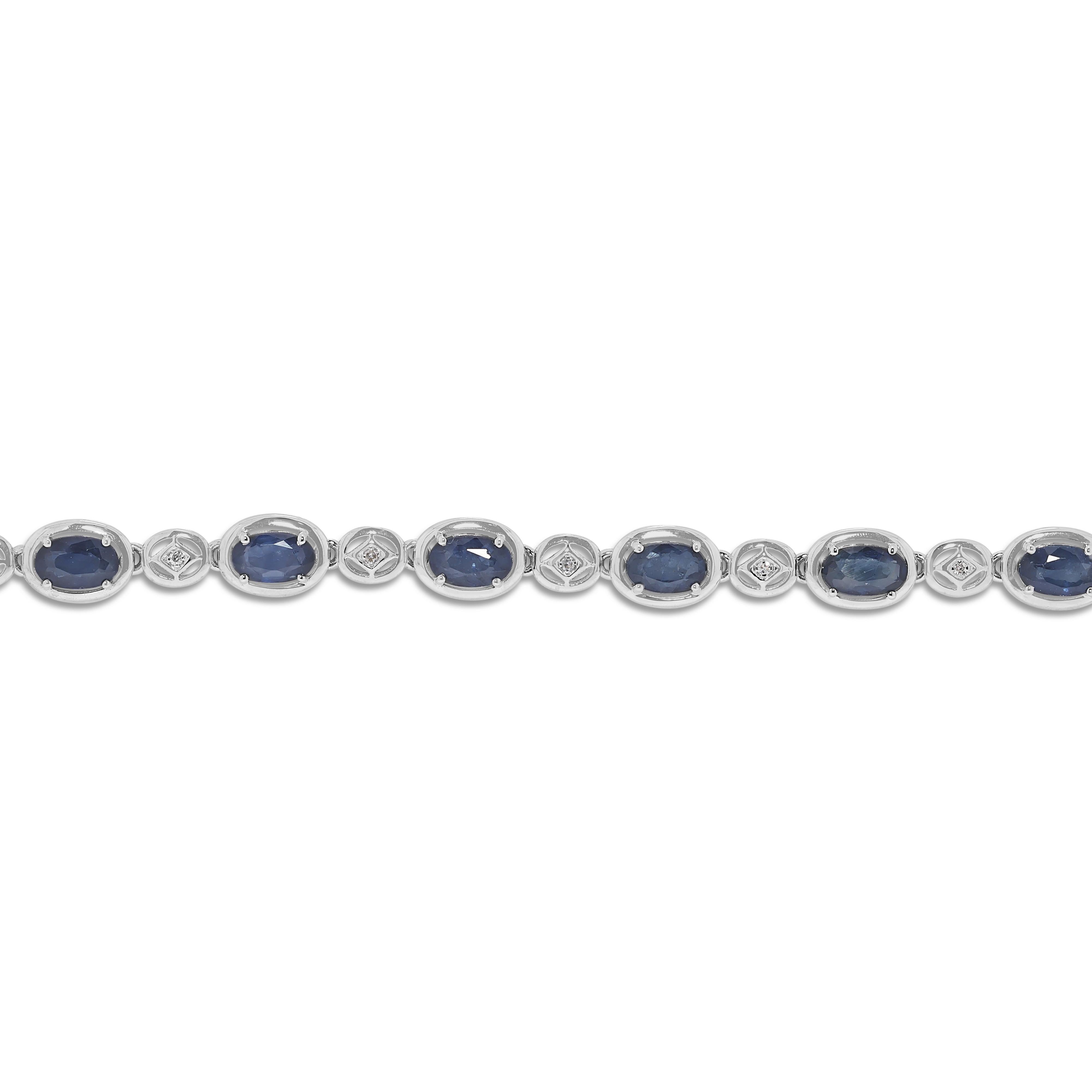 Grazioso bracciale con zaffiro e diamante naturale da 3,2 carati in oro bianco 18 carati in vendita 1