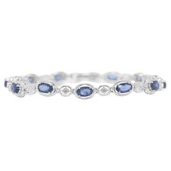 Grazioso bracciale con zaffiro e diamante naturale da 3,2 carati in oro bianco 18 carati