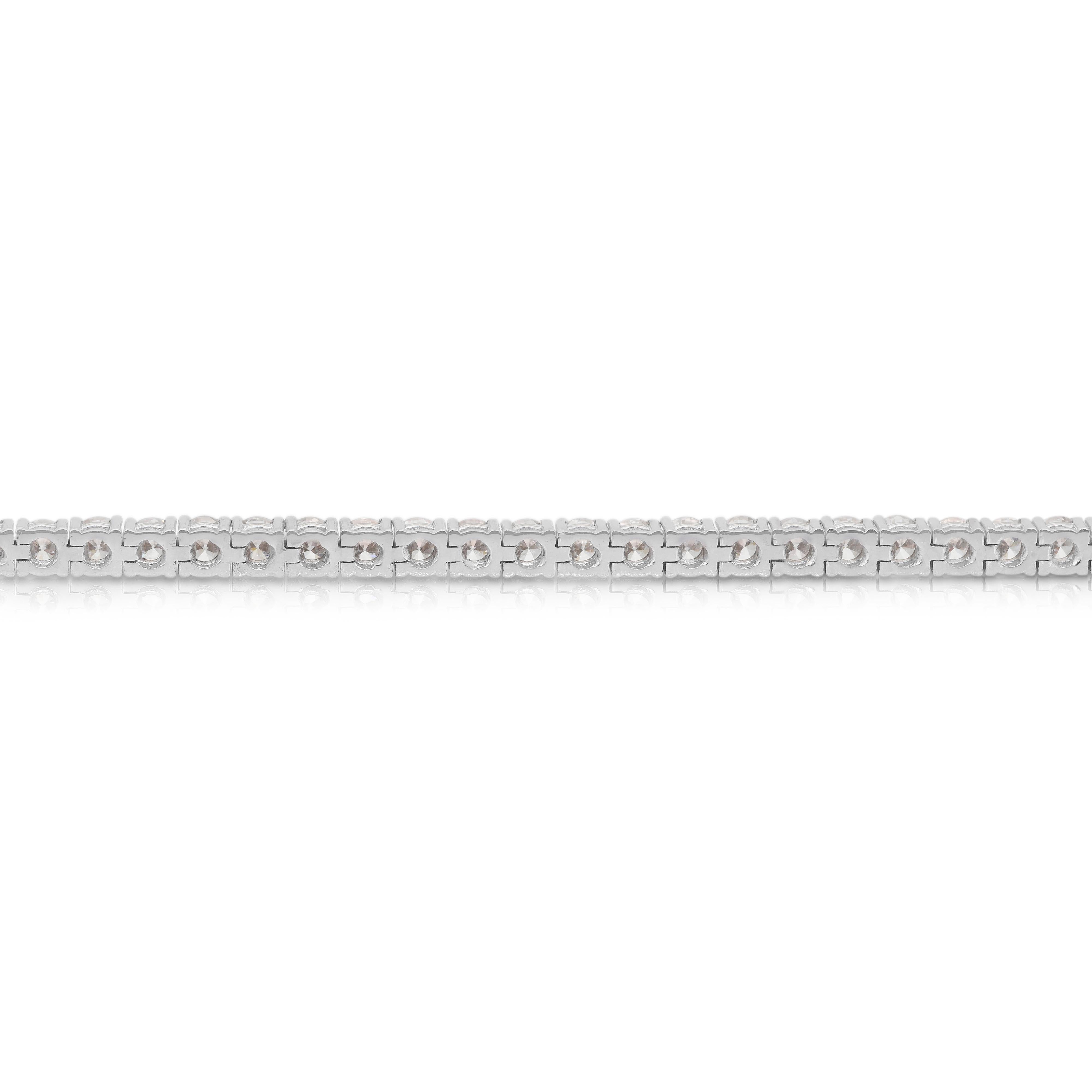 Elegante Pulsera de Tenis de Oro Blanco de 18k con Diamantes de 4,78 ct - Certificado IGI en venta 1