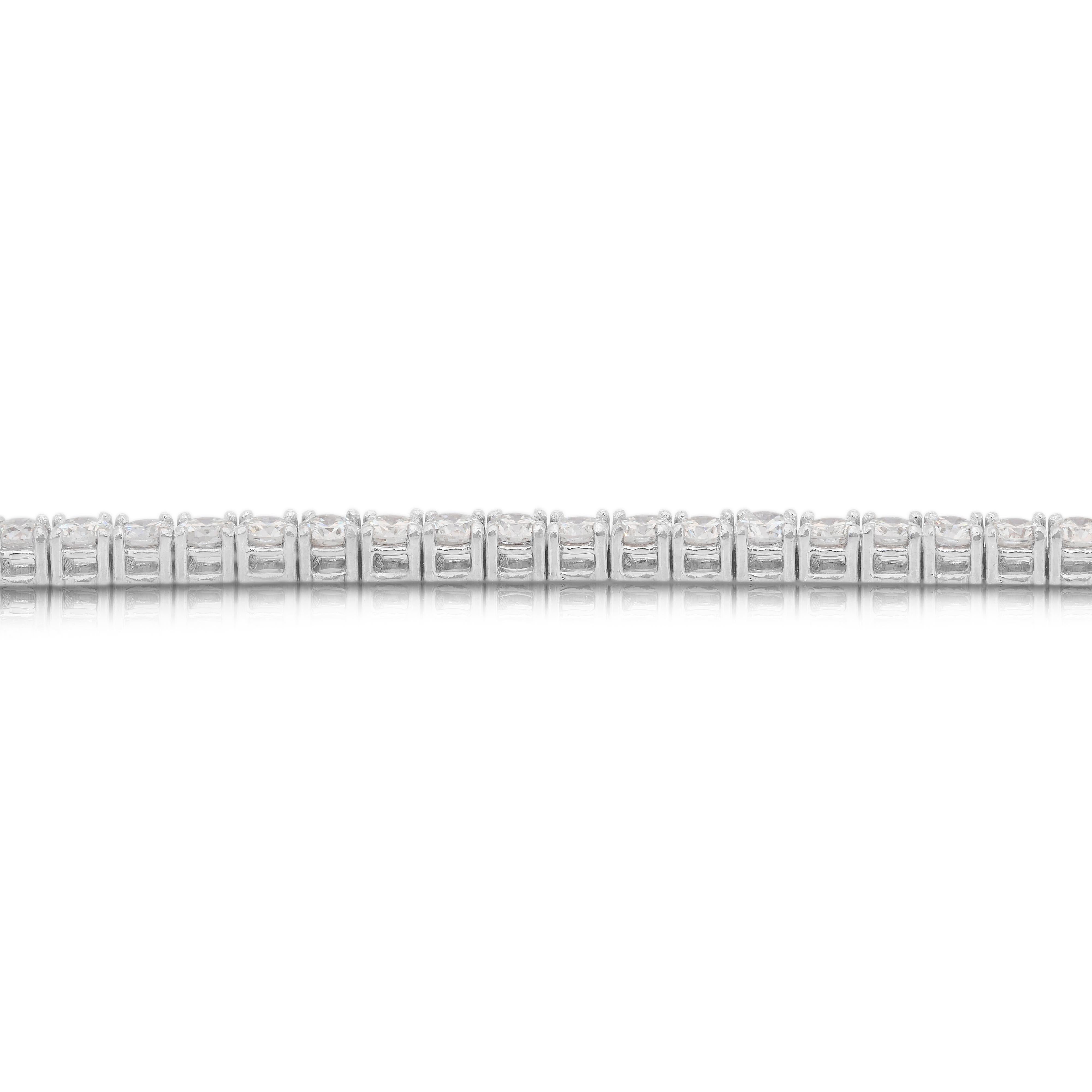Elegante Pulsera de Tenis de Oro Blanco de 18k con Diamantes de 4,78 ct - Certificado IGI en venta 2