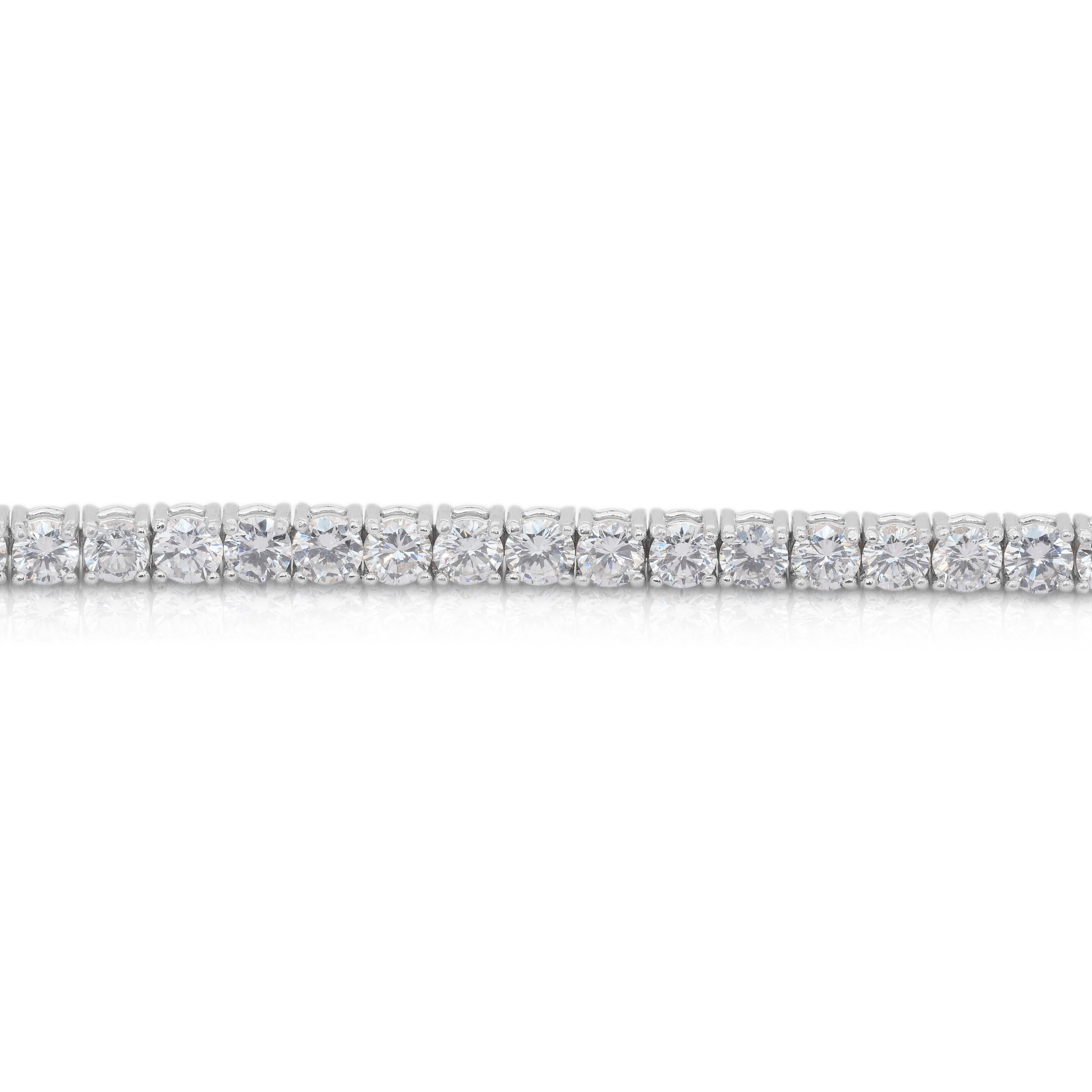 Elegante Pulsera de Tenis de Oro Blanco de 18k con Diamantes de 4,78 ct - Certificado IGI en venta 4
