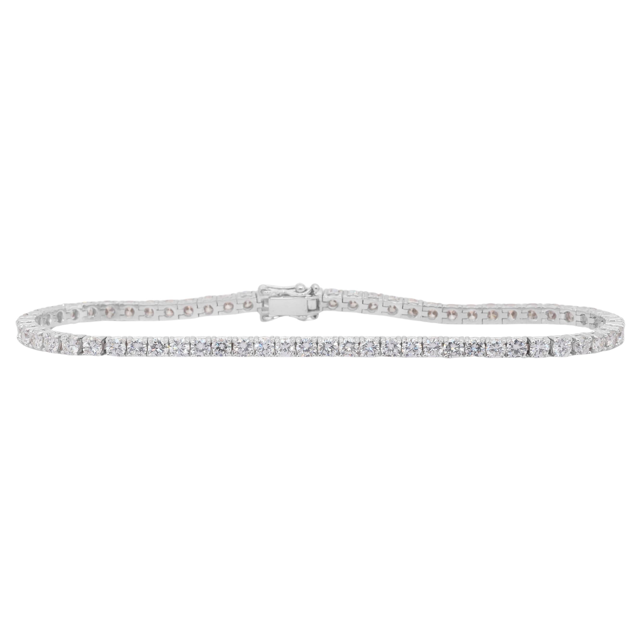Elegante Pulsera de Tenis de Oro Blanco de 18k con Diamantes de 4,78 ct - Certificado IGI