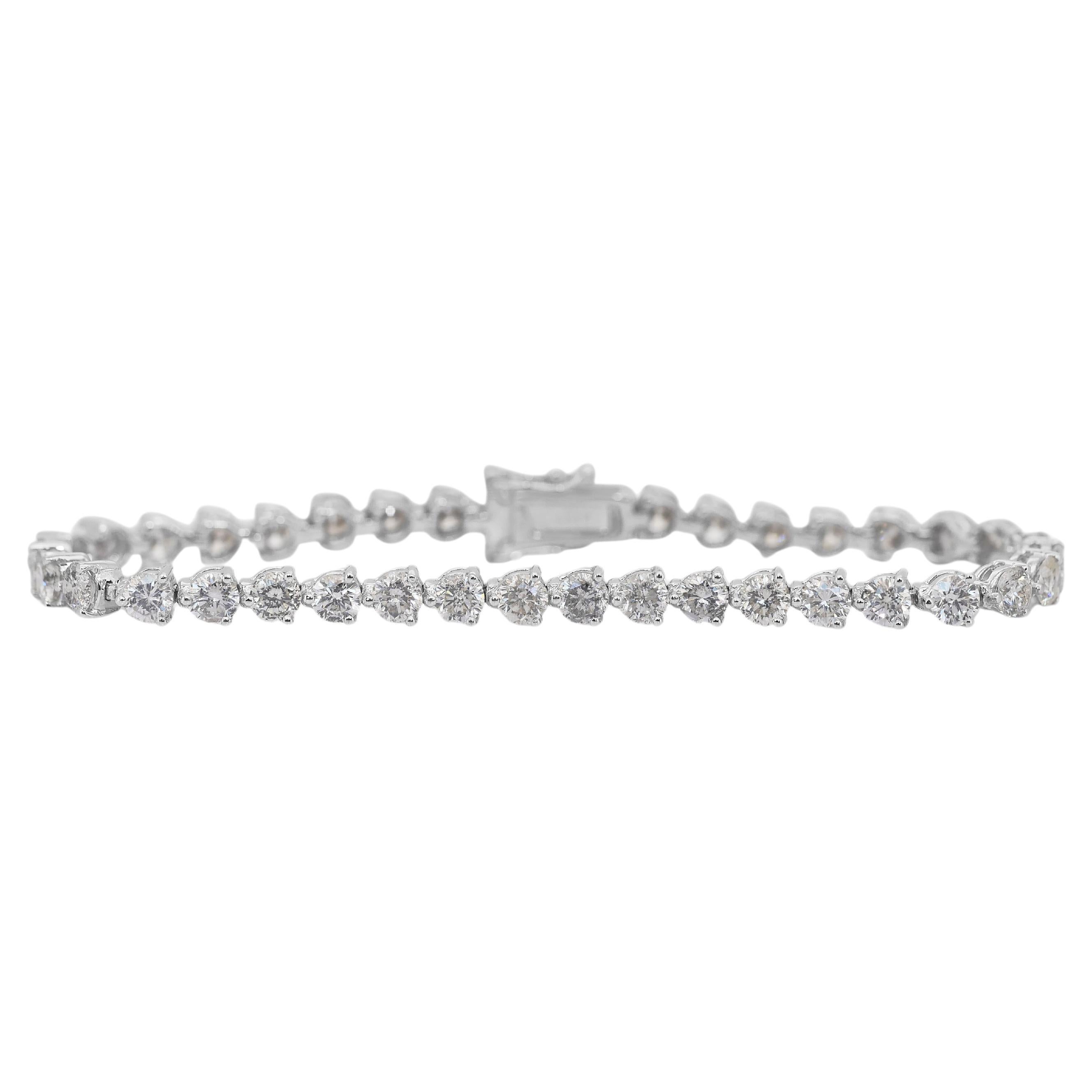 Grazioso bracciale tennis con 8,00ct di diamanti in oro bianco 18k - certificato IGI