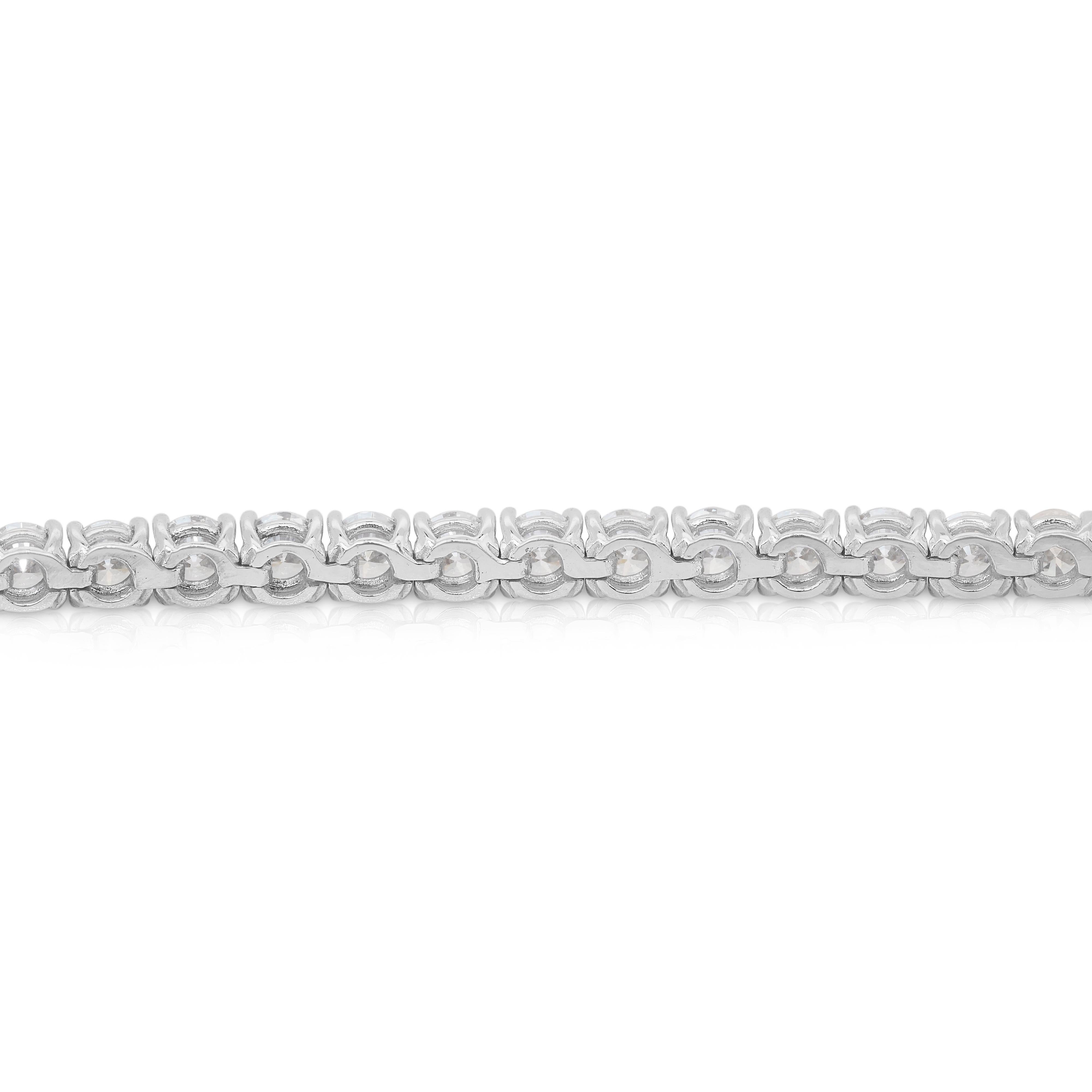 Graceful 9.50ct Diamonds Tennis Bracelet in 18k White Gold - IGI Certified en venta 3