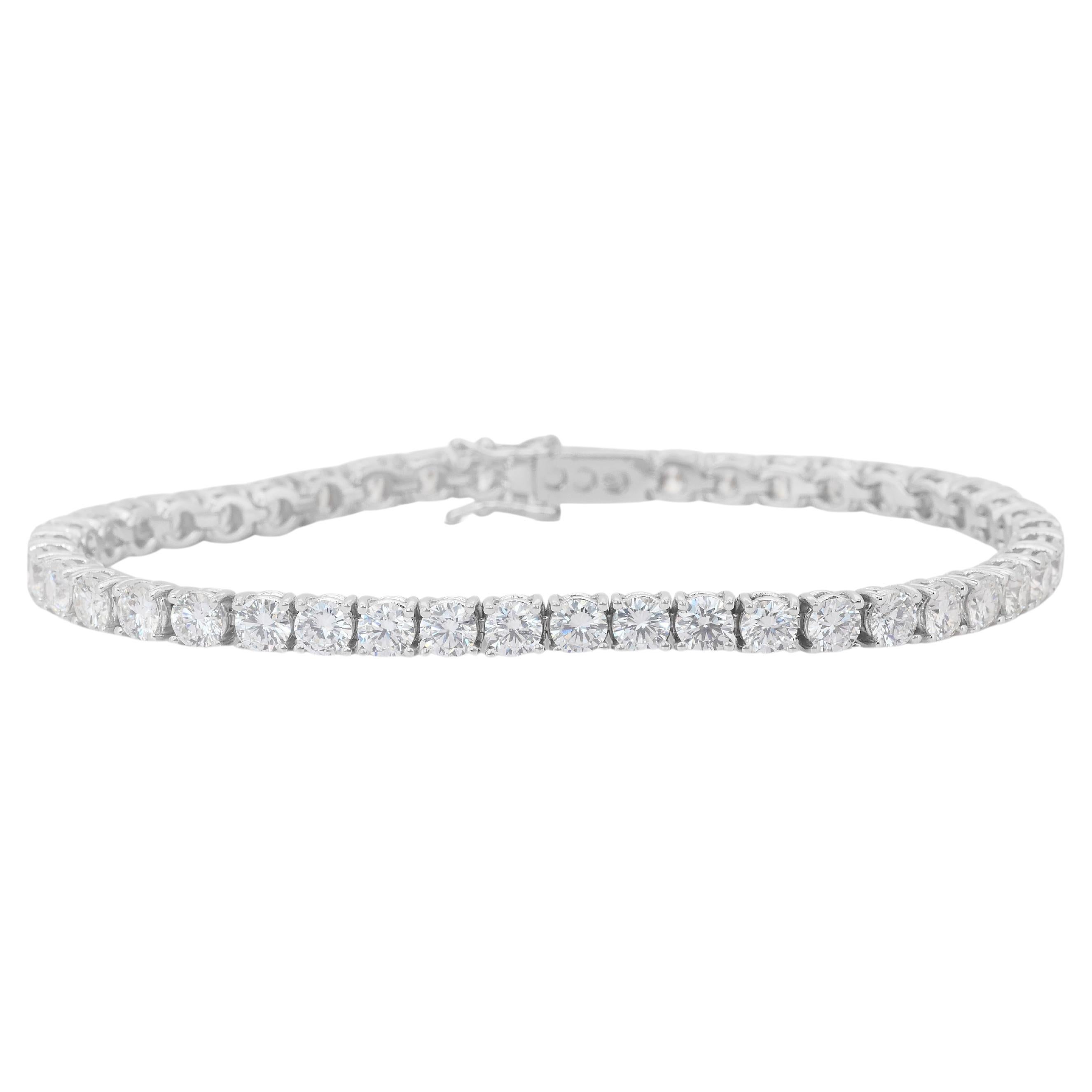 Graceful 9.50ct Diamonds Tennis Bracelet in 18k White Gold - IGI Certified